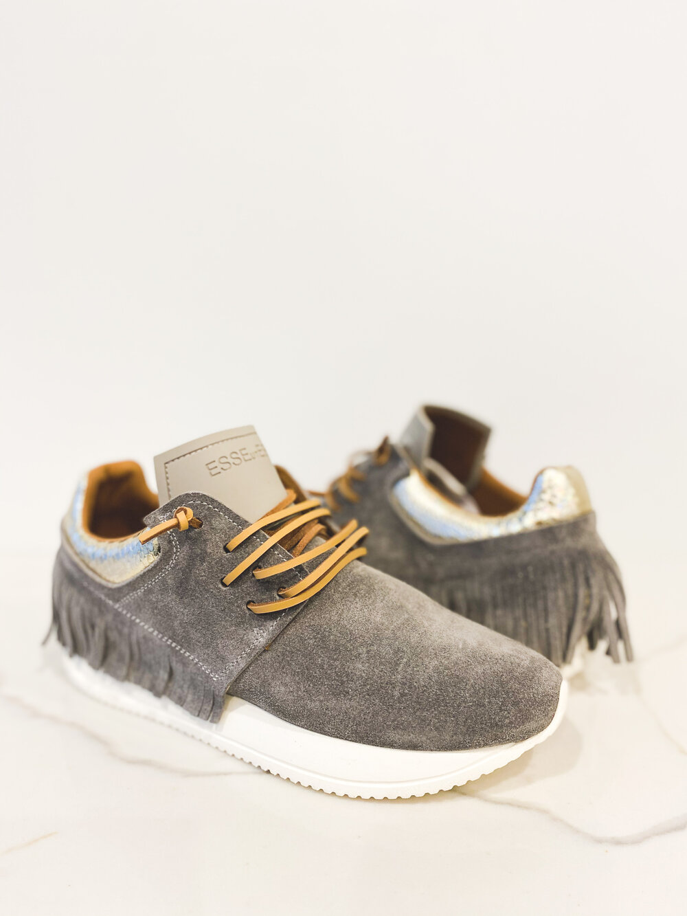 ESSEutESSE Grey Suede Fringe Sneaker — Core