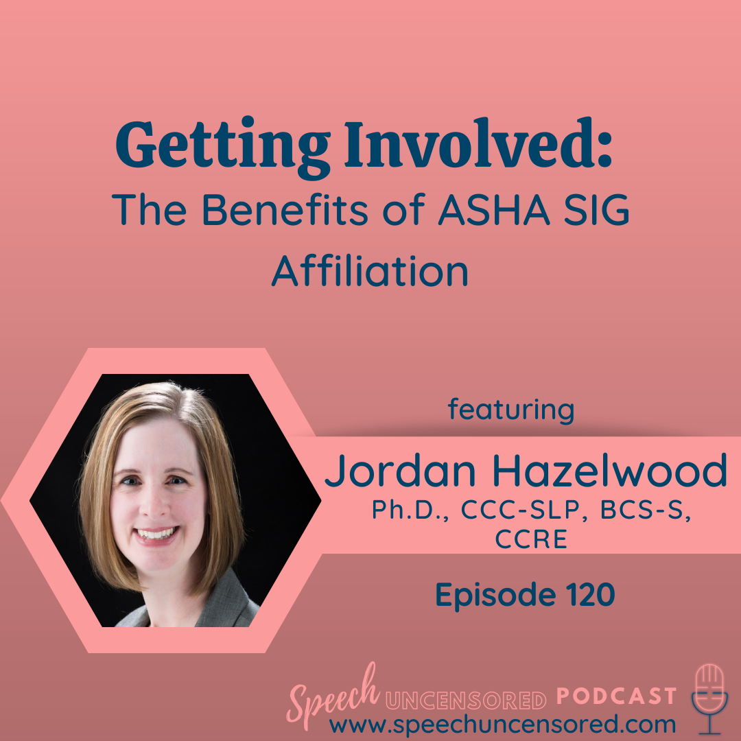 120: Getting Involved: The Benefits of ASHA SIG Affiliation with R. Jordan Hazelwood, Ph.D., CCC-SLP, BCS-S, CCRE