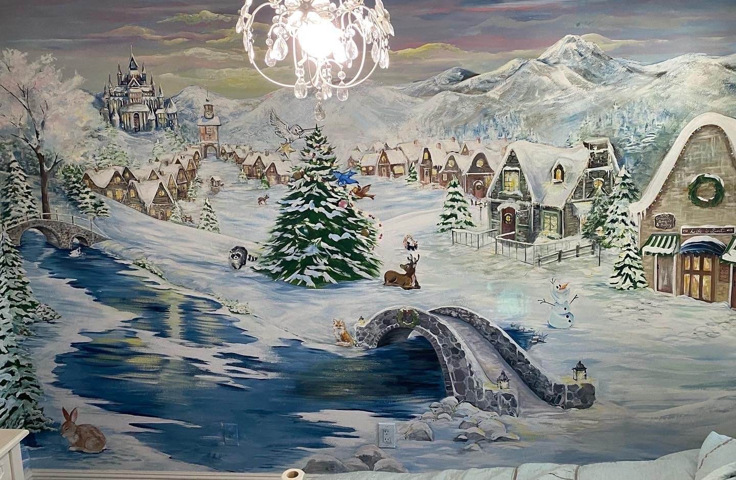 Winter Mural on bedroom wall