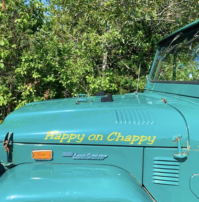 Walking around the neighborhood and we see this on a Jeep: HAPPY ON CHAPPY! #ChappyHappy #HappyonChappy