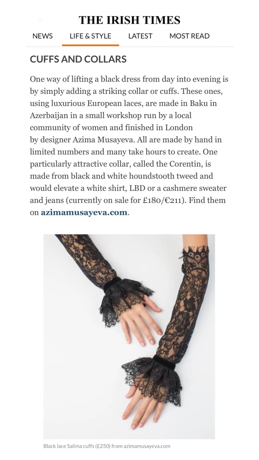 Cuffs and Collars, Irish Times, 31 July 2021