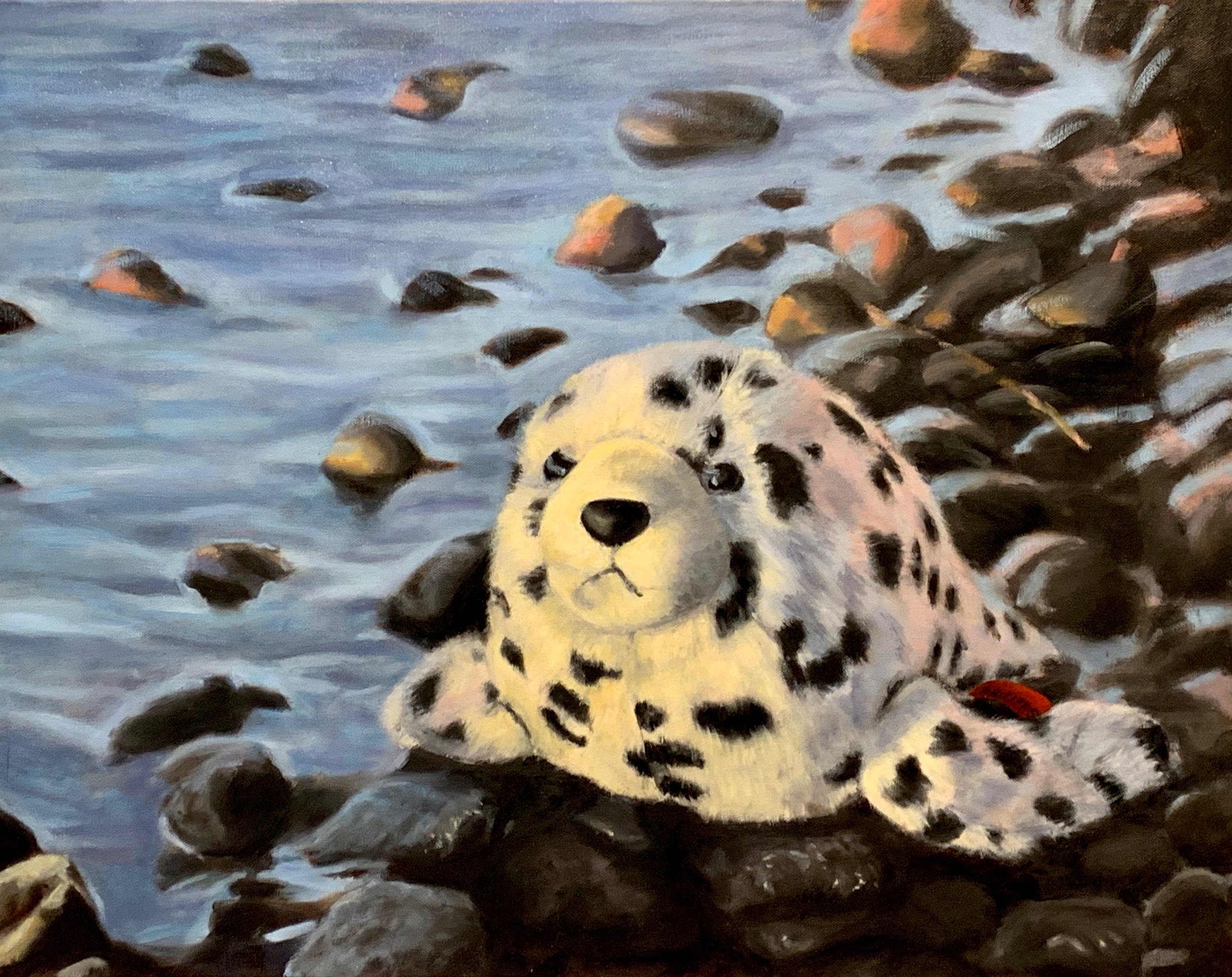 "Last Call: Harbor Seal", Oil on Gallery Wrapped Canvas, copyright Lisa Philipps, 2019.