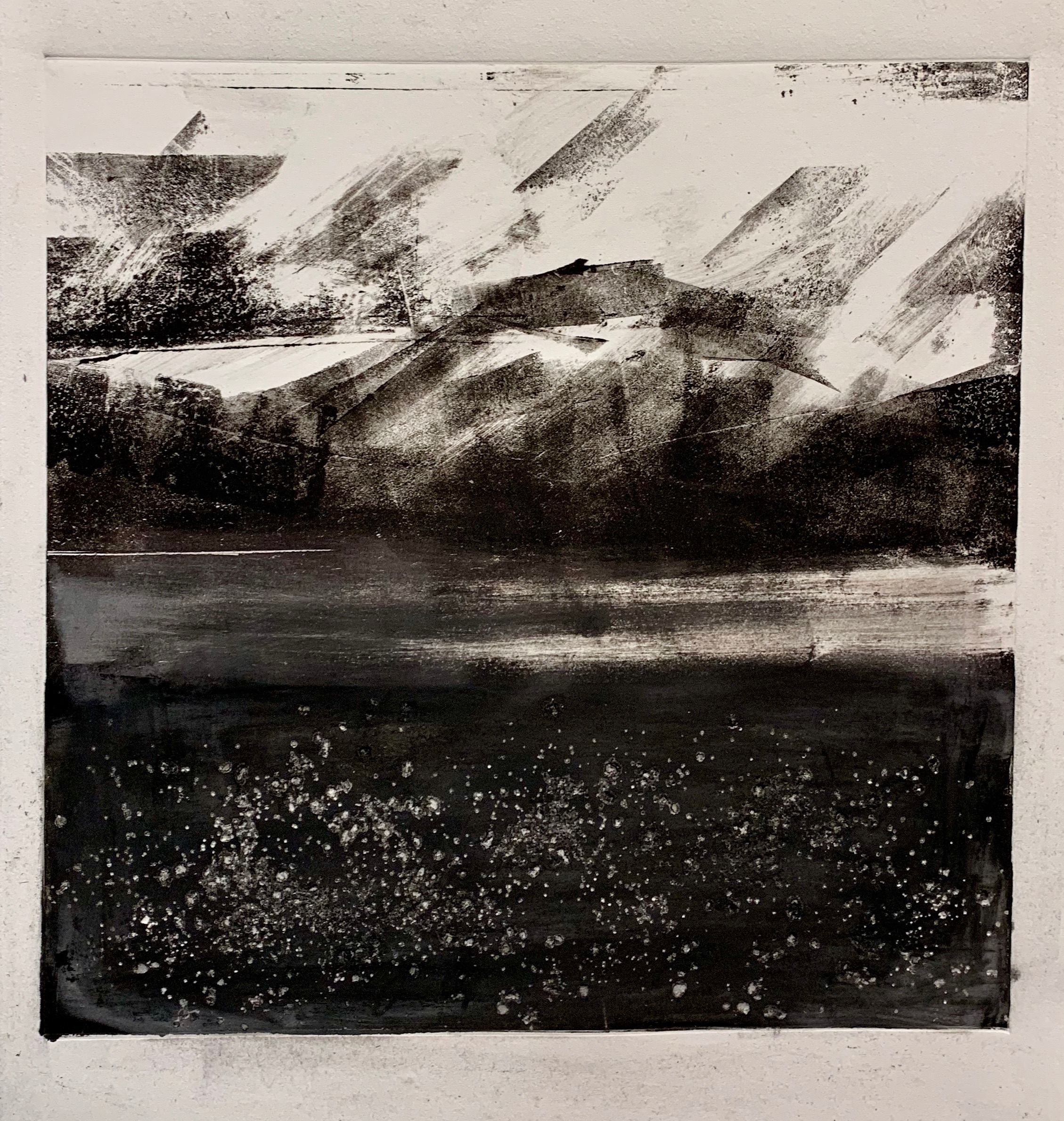 "Mount Rainer", Monoprint, 14" x 14", 2019.