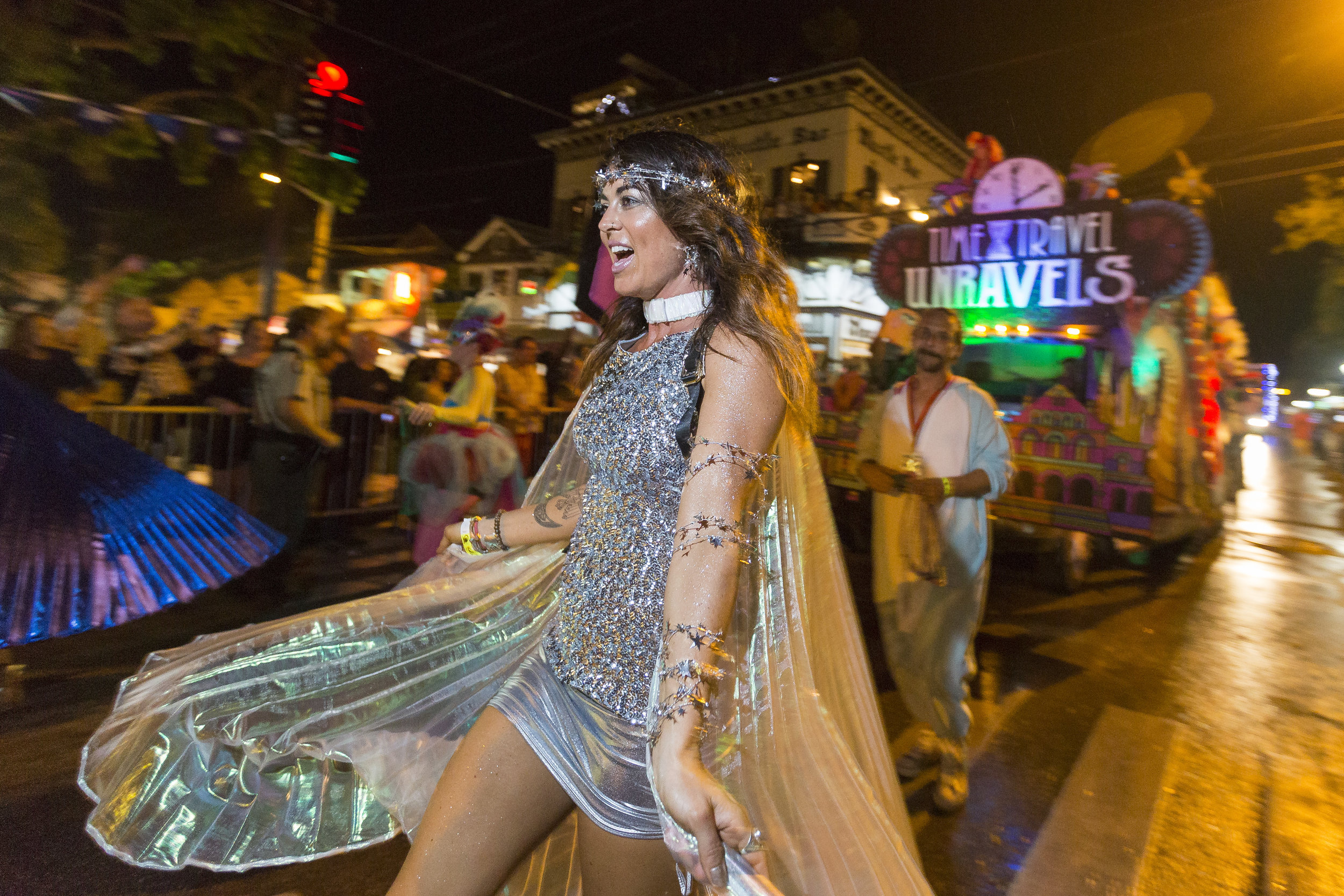  Participants partake in the 2017 Fantasy Fest parade as they make their way down Duval Street in Key West on Saturday, Oct. 28, 2017. 