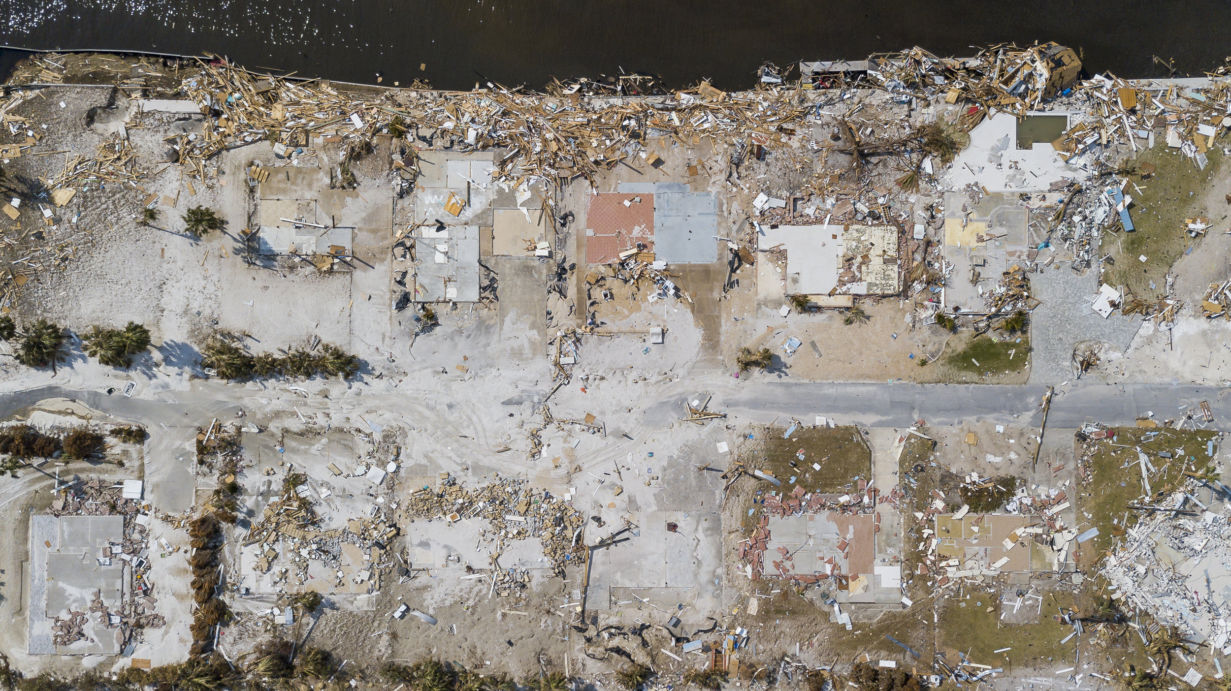  Aerial view of rubble and structural damage in Mexico Beach, Florida on Friday, October, 19, 2018. Hurricane Michael devastated the Florida Panhandle leaving tens of thousands without food, power or shelter. 