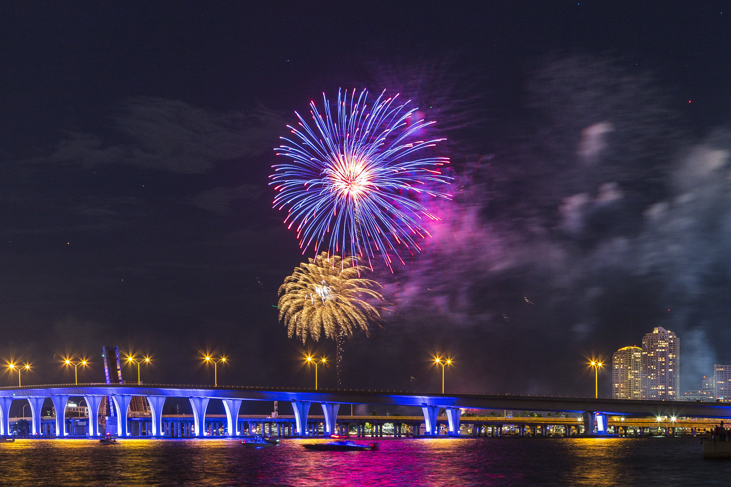  A view of the Bayfront Park fireworks as Miami celebrates Independence Day in downtown Miami on July 4, 2017. 