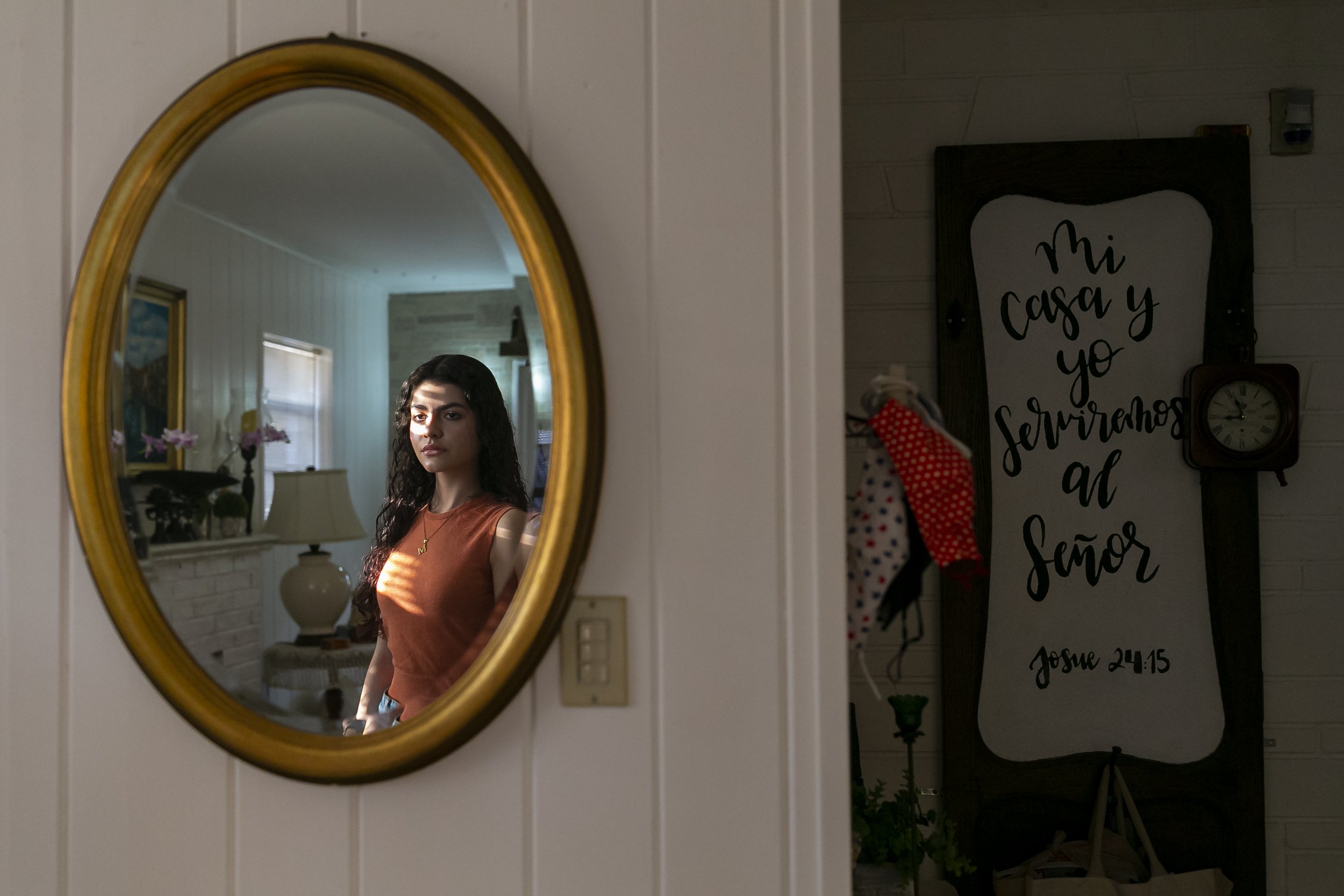  Dr. Michael M. Krop Senior High School student Maria Garcia, 18, is photographed at her home in North Miami Beach, Florida on Friday, April 16, 2021. 
