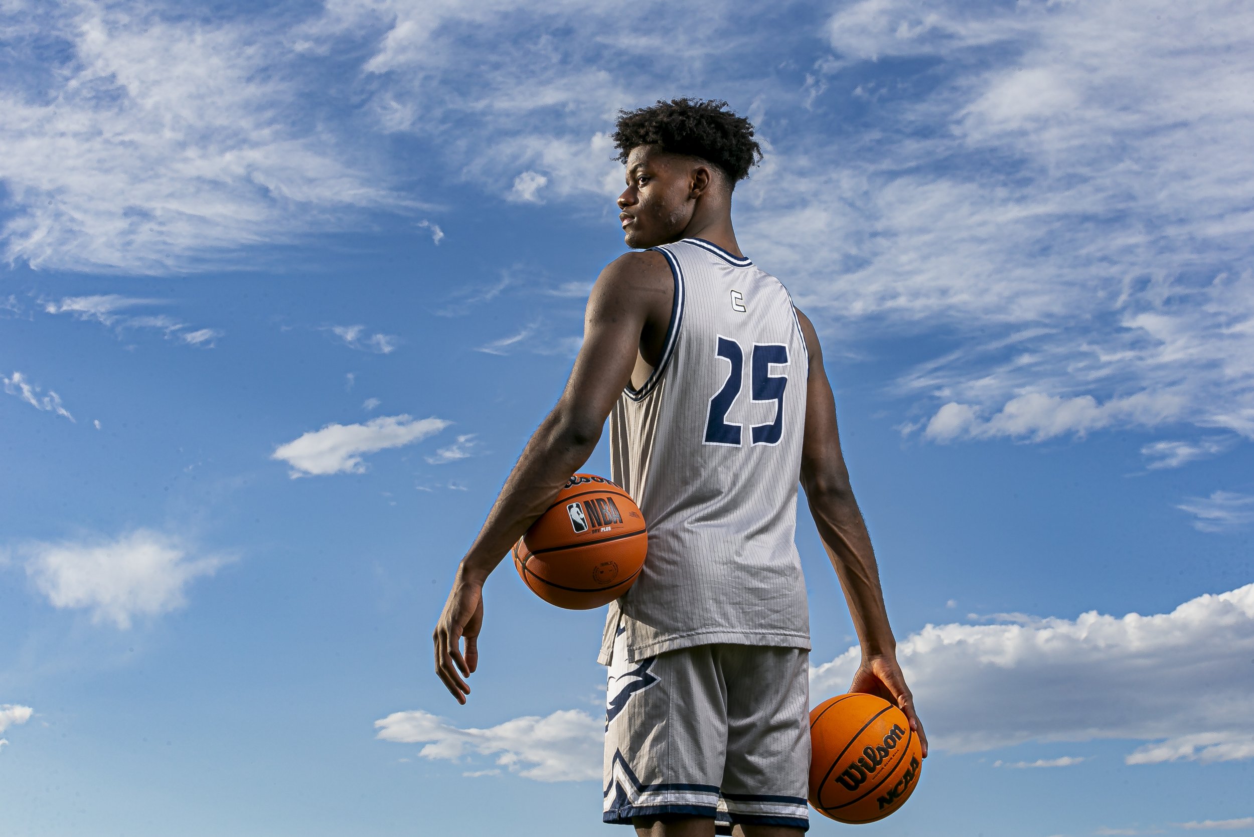  Broward Basketball Small School Player of the Year Taylor Hendricks, from Calvary Christian Academy, is photographed at Brian Piccolo Park in Hollywood, Florida on Wednesday, March 16, 2022. 