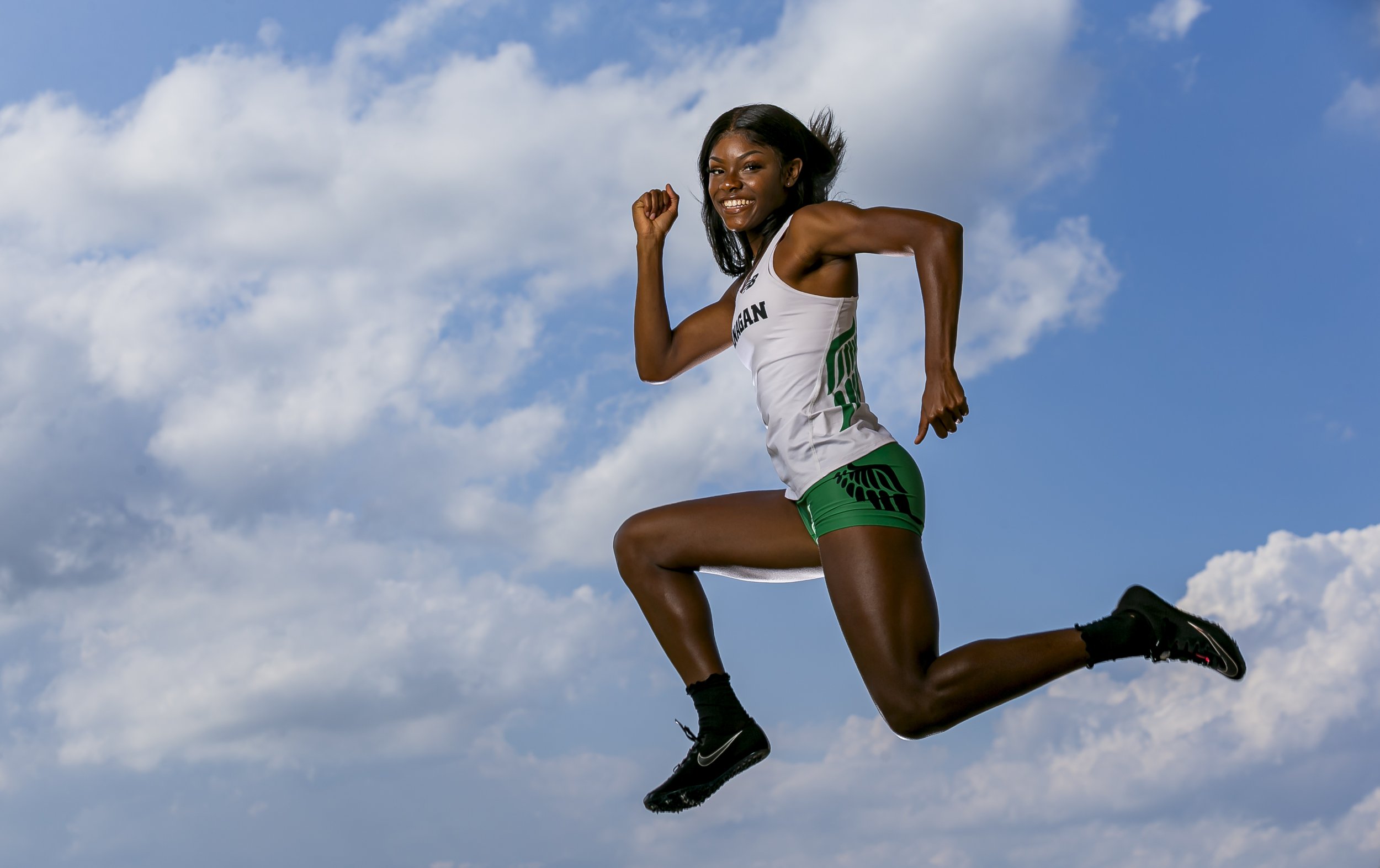 Broward Track and Field Athlete of the Year Jassani Carter, from Flanagan High School, is photographed at Brian Piccolo Park in Cooper City, Florida on Tuesday, May 17, 2022.