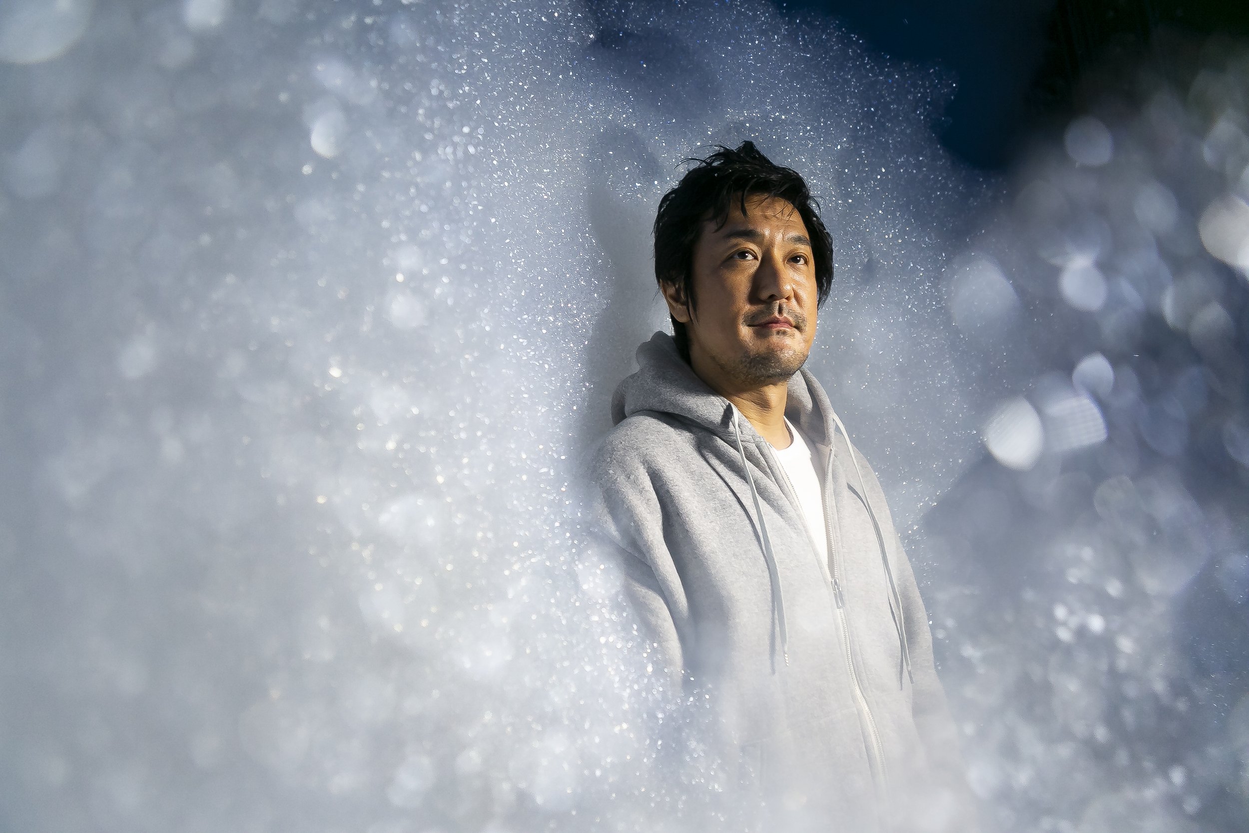  Toshiyuki Inoko, creative lead of teamLab artistic collective, is photographed inside his installation “Massless Clouds Between Sculpture and Life” at the Superblue art space in Miami’s Allapattah neighborhood on Friday, March 12, 2021. 