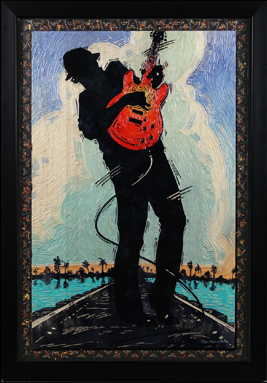 Blues poster, painted wood carving for auction