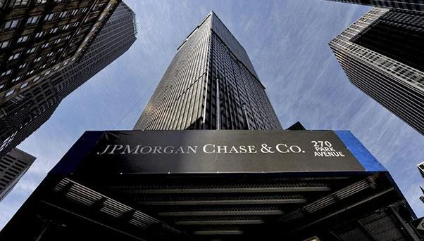 The headquarters of JP Morgan. JP Morgan & Co. is a commercial and investment banking firm that was established in 1871 by J. P. Morgan.