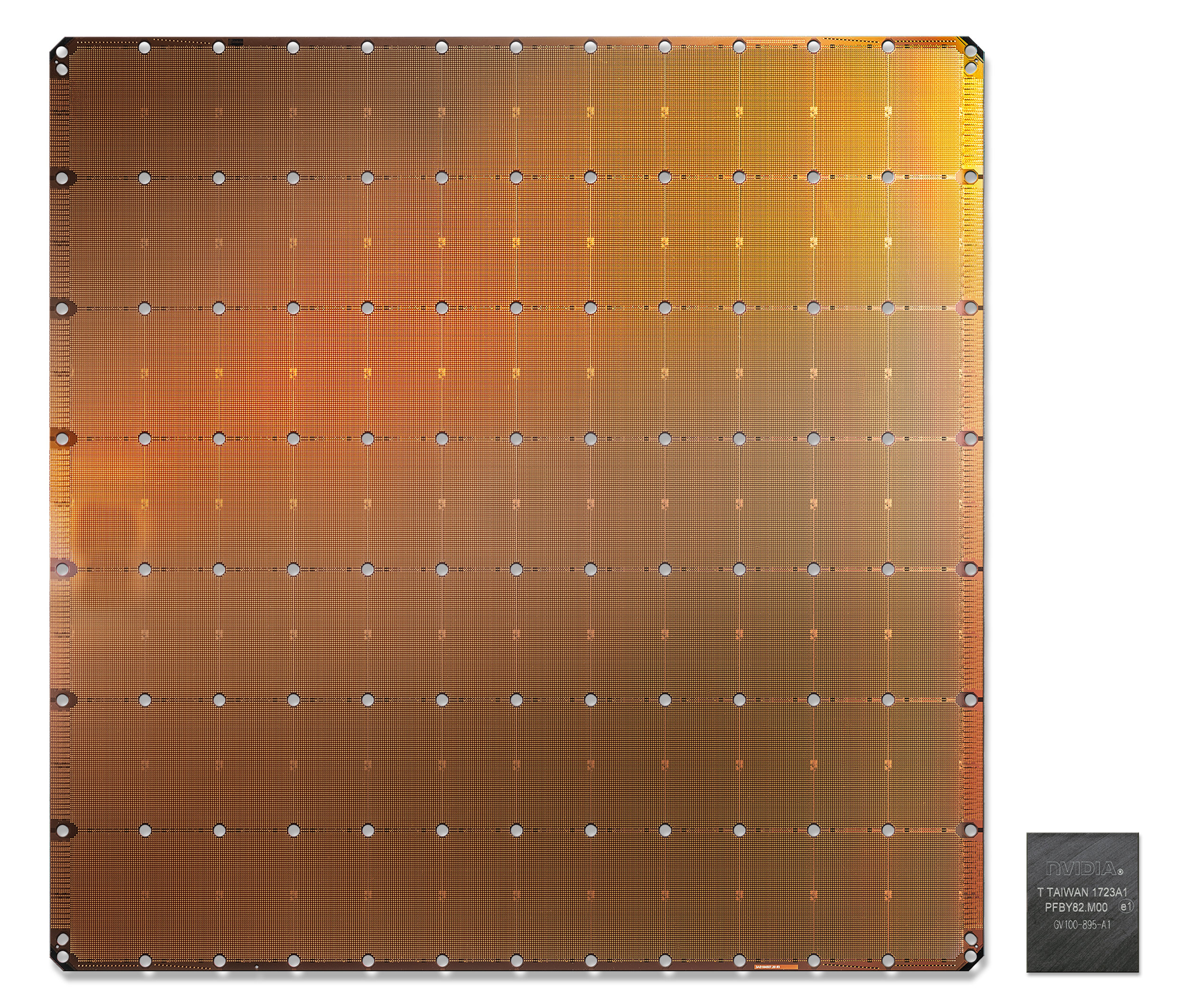 Cerebras Wafer-Scale Engine in comparison to the largest AI chip.
