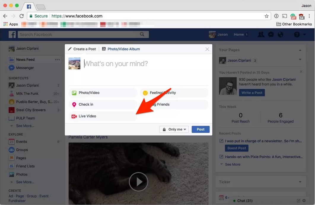 Facebook live lets you live-stream yourself to people all over the world.   Credit: CNET