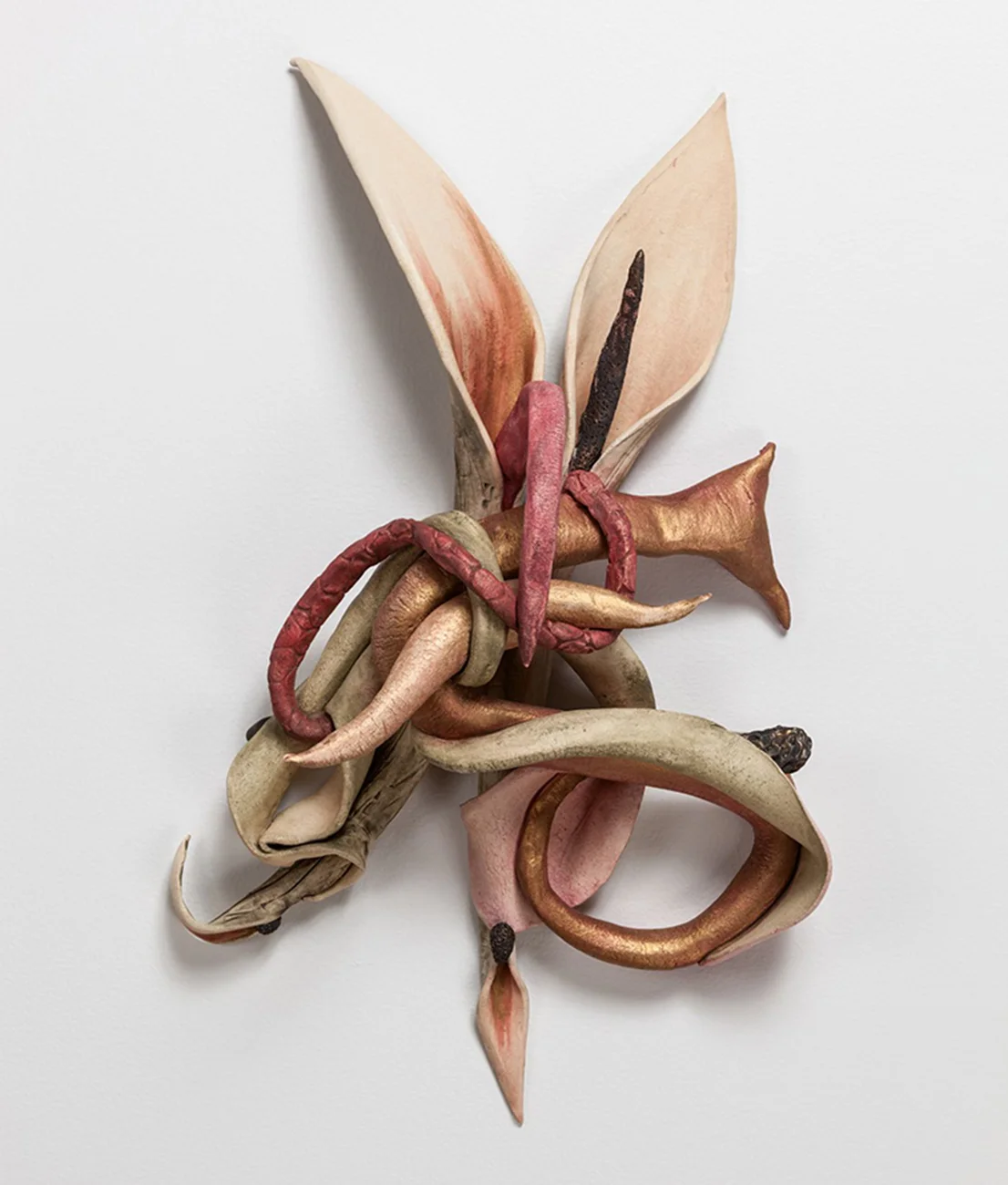 Infliction Fired Clay with Oxides, Underglaze & Mixed Media, 15” x 20” x 6”
