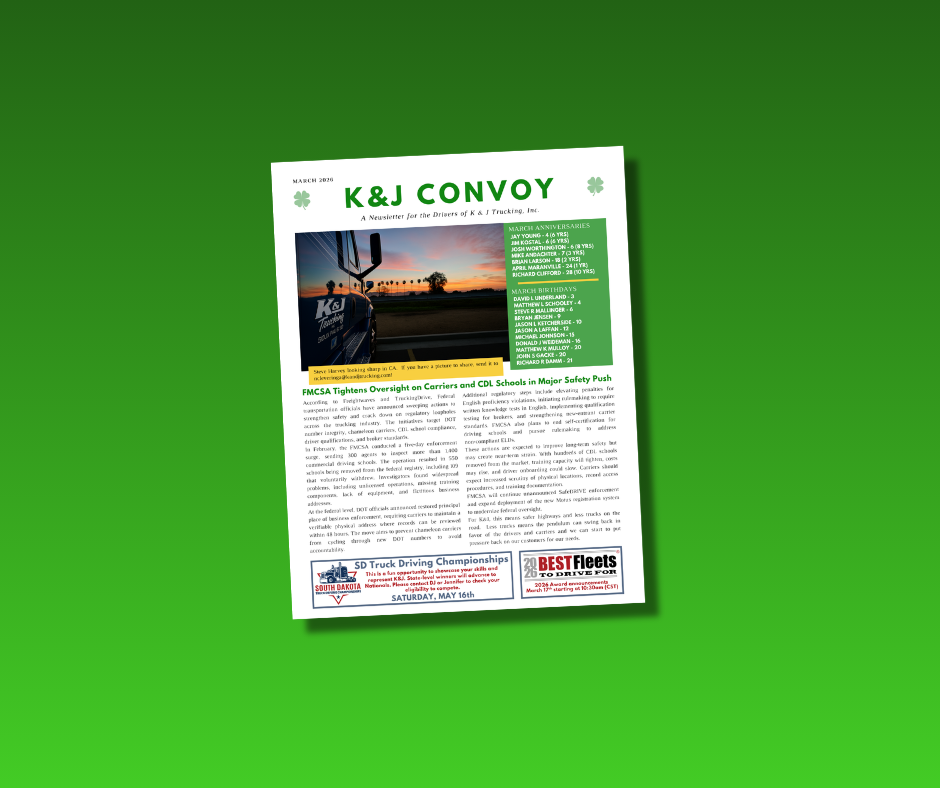 March 2026 K&amp;J Convoy Newsletter