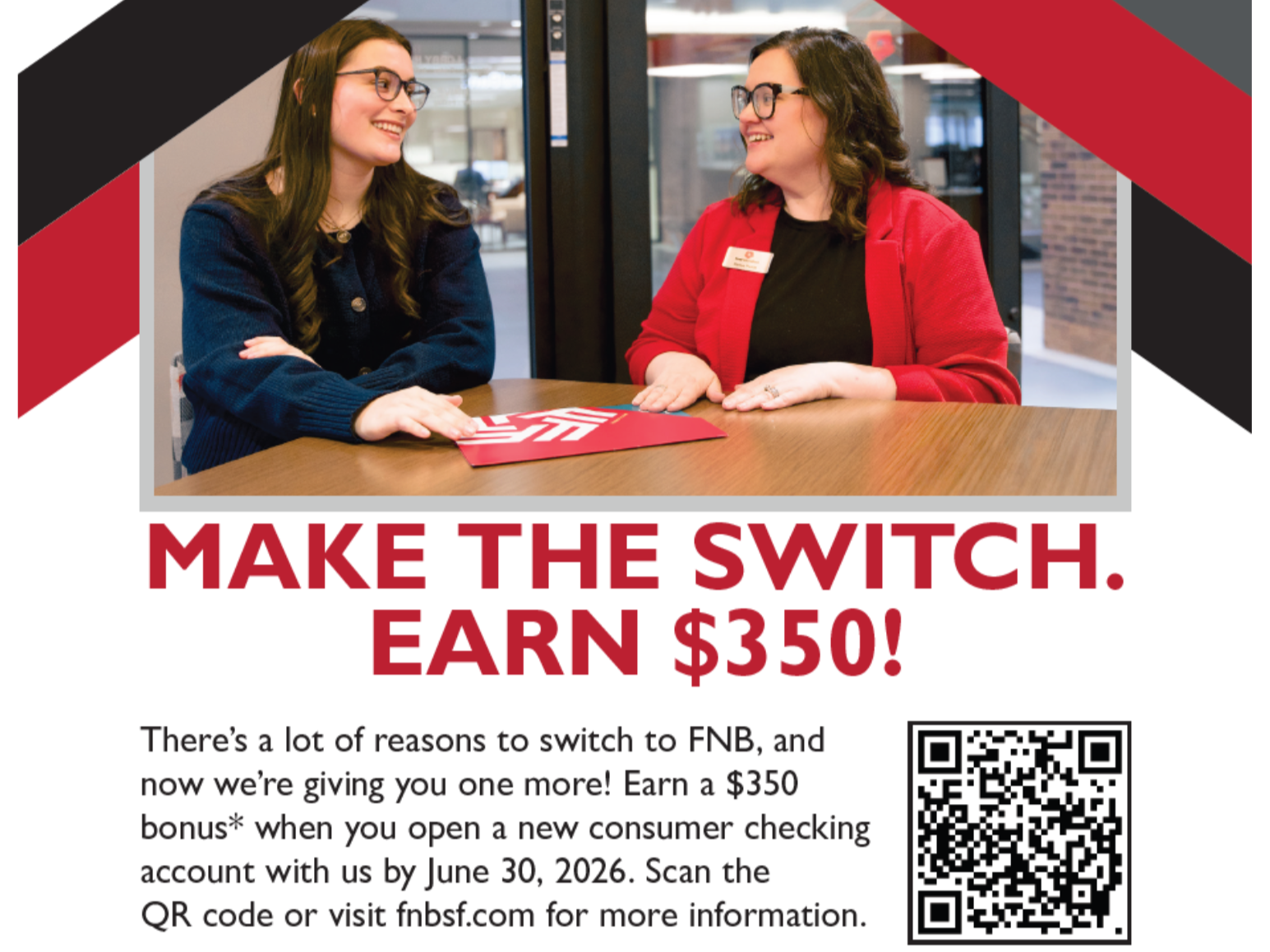 First National Bank new personal account promotion