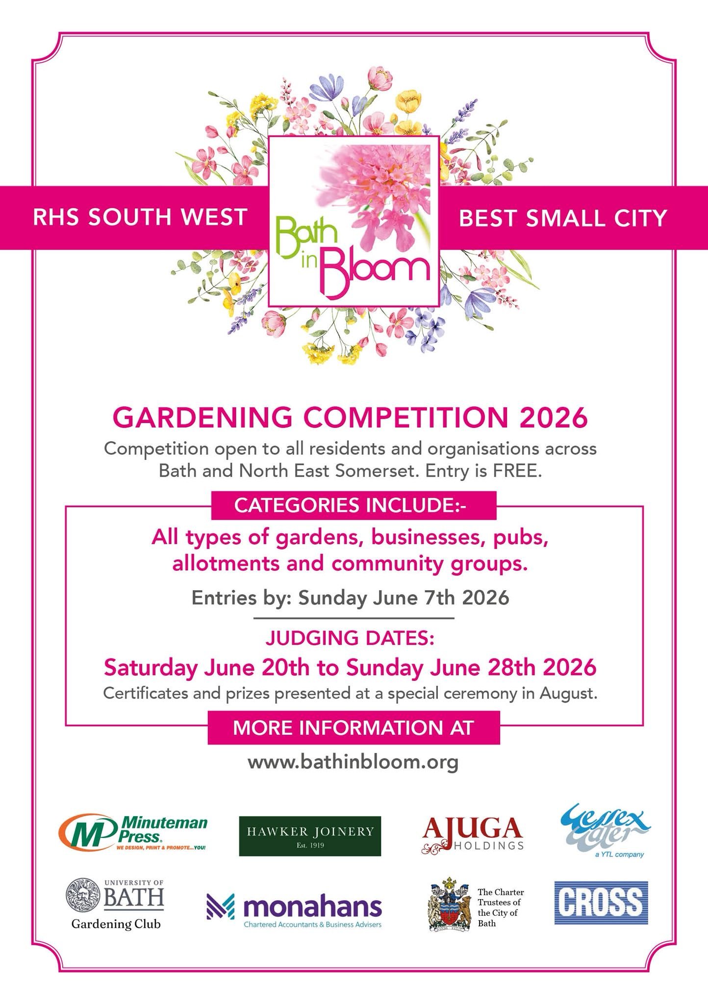 Bath in Bloom 2026 - Entries Required!!