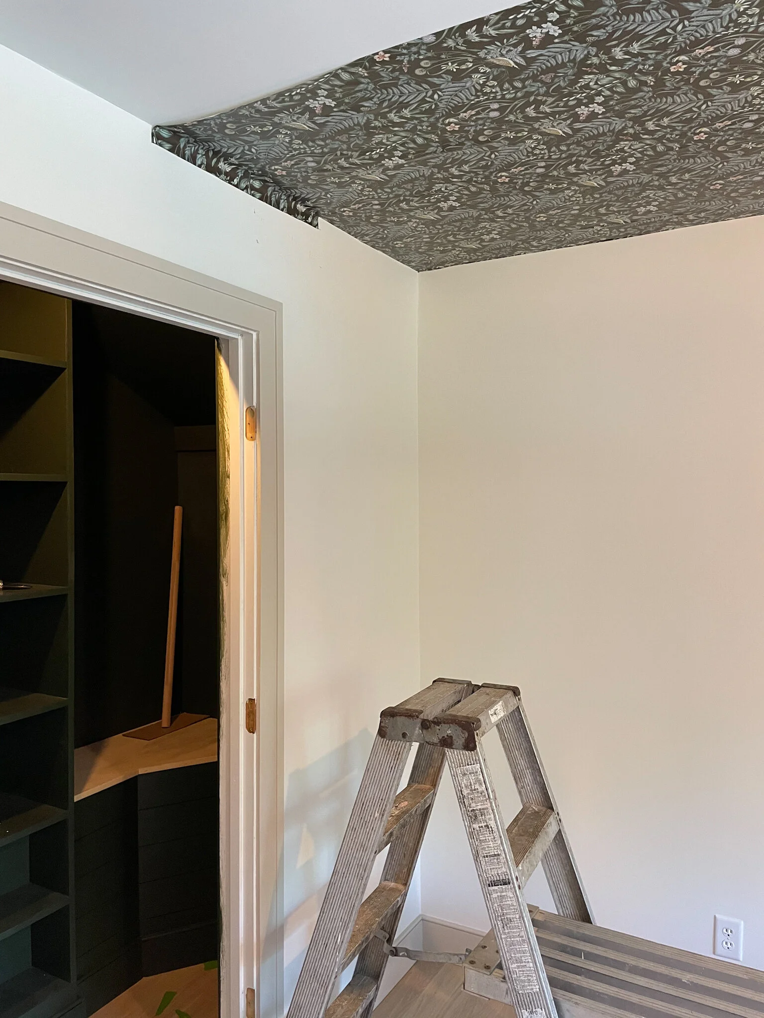 wallpaper hygge and west floral wallpaper modern cottage white oak custom closet built ins