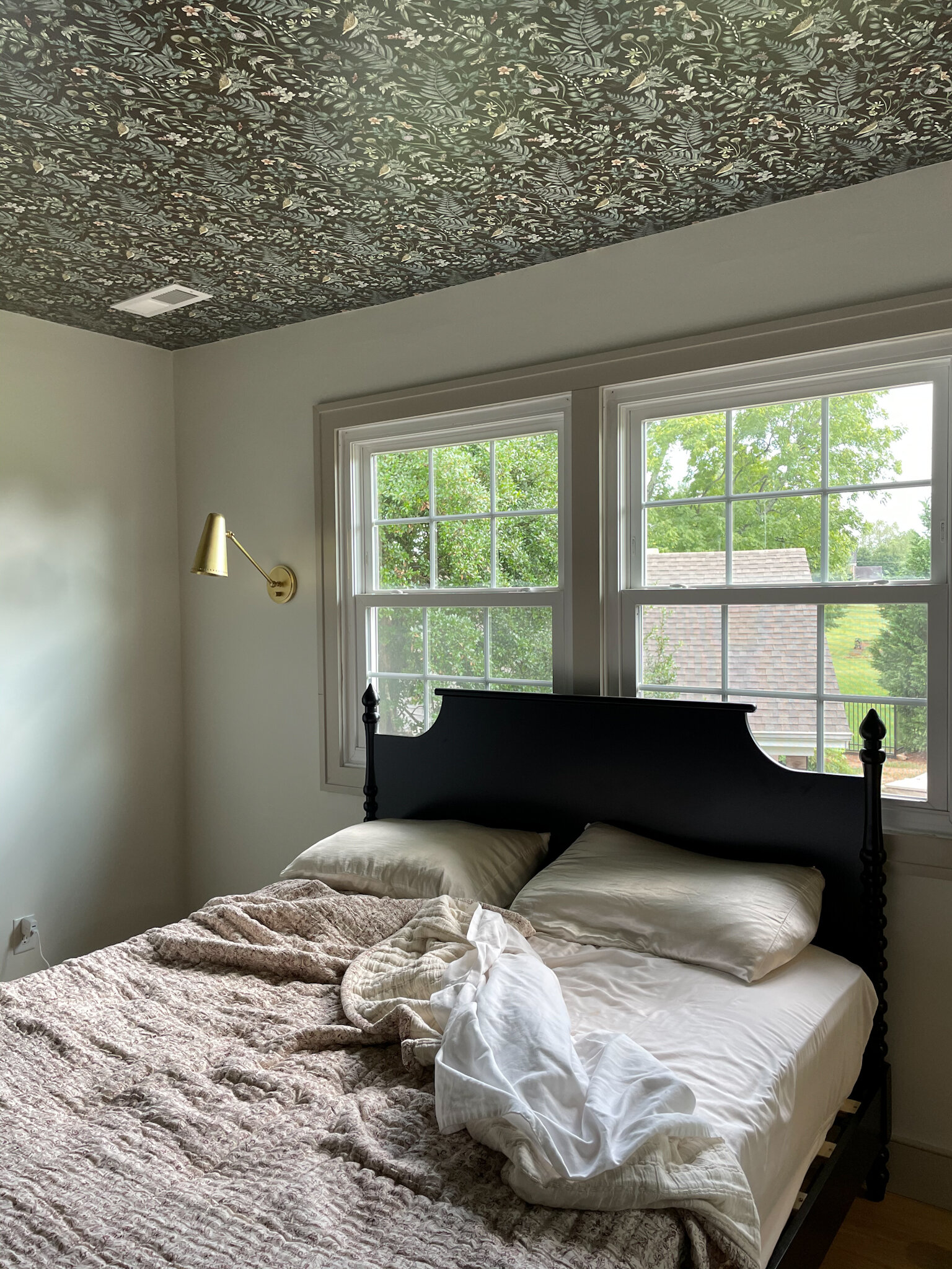 wallpaper hygge and west floral wallpaper modern cottage white oak antique bed