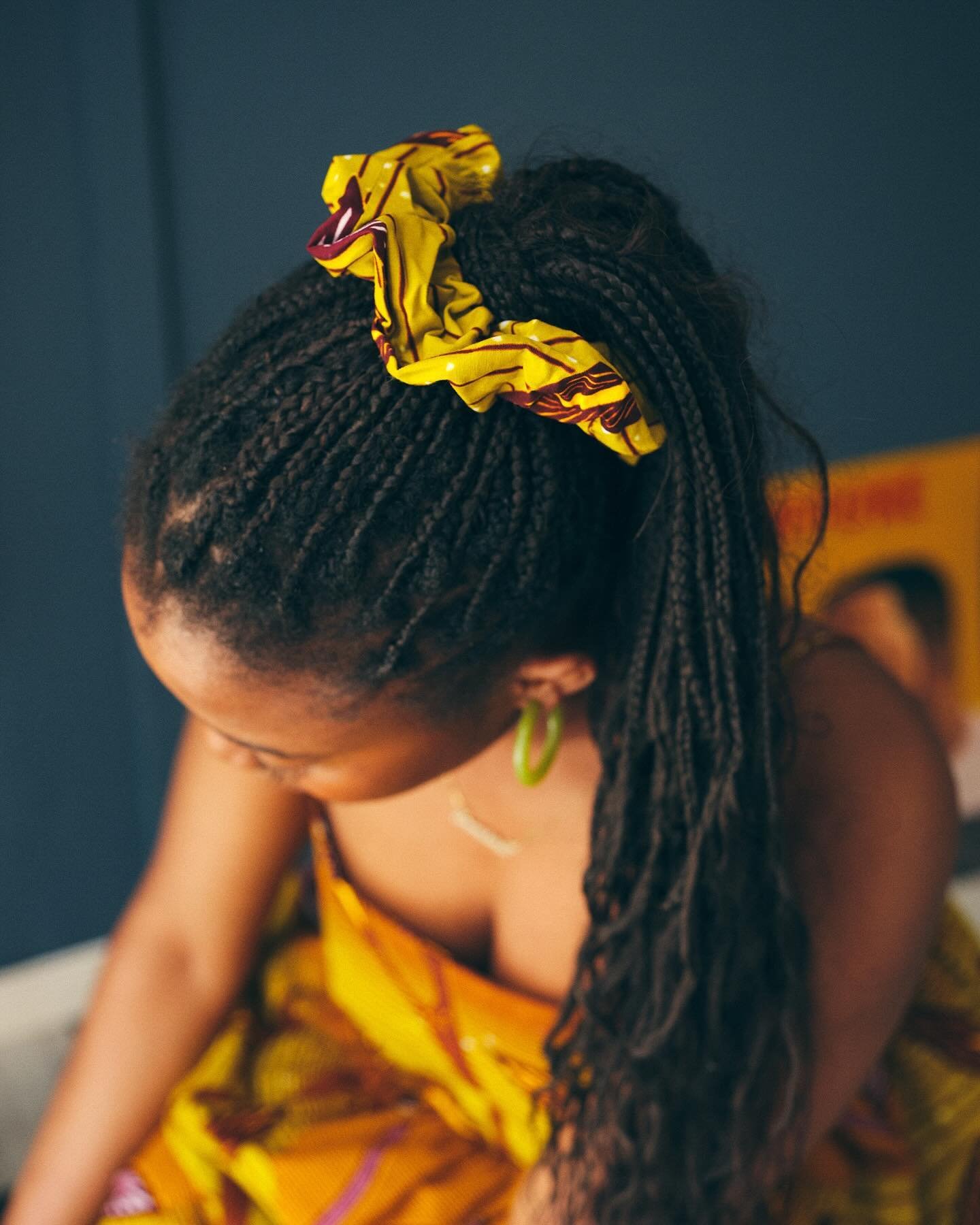 Easiest way to brighten up the day - with a wax print scrunchy of course! Made in Ghana from production scraps to reduce waste.