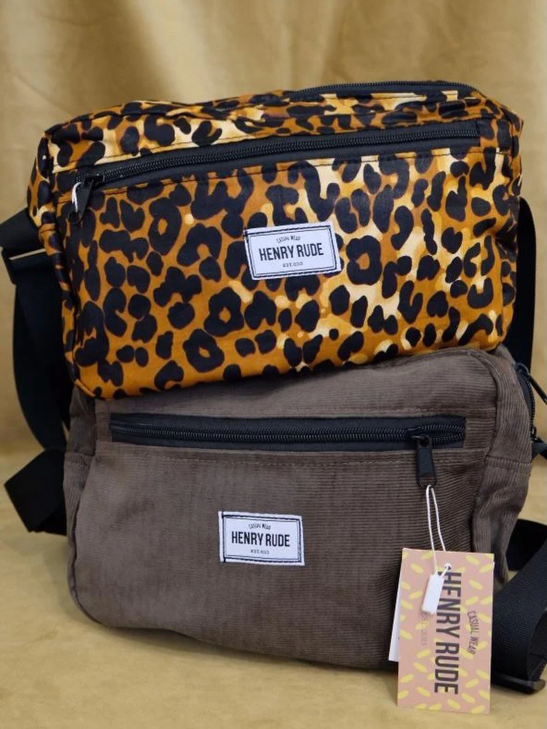 The classic leopard, and our new taupe corduroy strap bags. We&rsquo;ve been producing this style for about 8 years now and it&rsquo;s still our most sold bag. Classics never go out of style ✨ 

📷 Shot by @shaang.shots