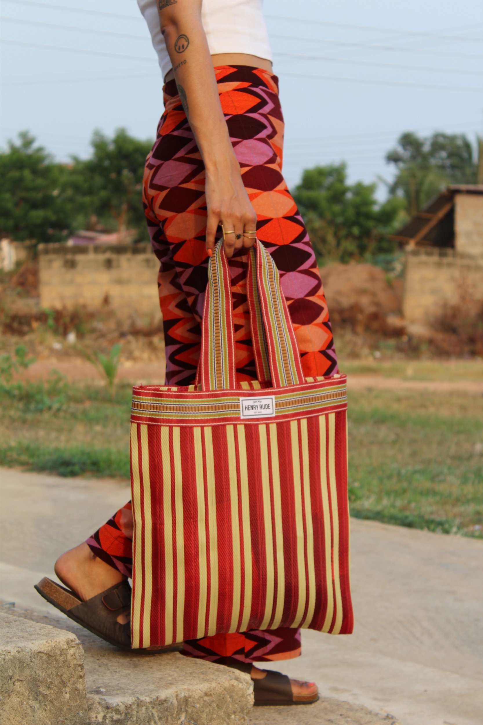Indian market bag, red, two sizes
