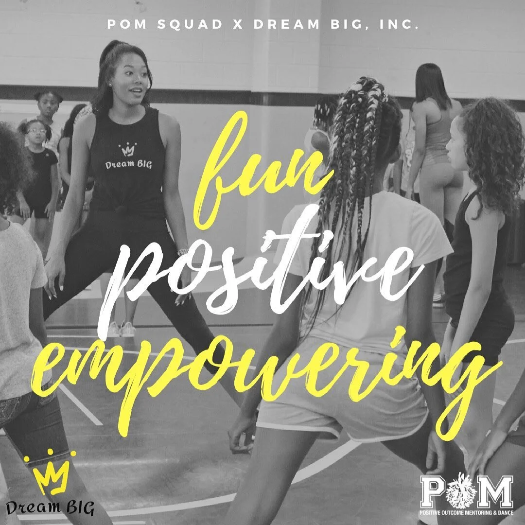 P.O.M. Squad is proud to announce that we have partnered with Dream Big Cheer &amp; Dance (@wedreambiginc) to provide an empowering cheer program. The research based curriculum, created by a former Baltimore Ravens Cheerleader, infuses positive life 