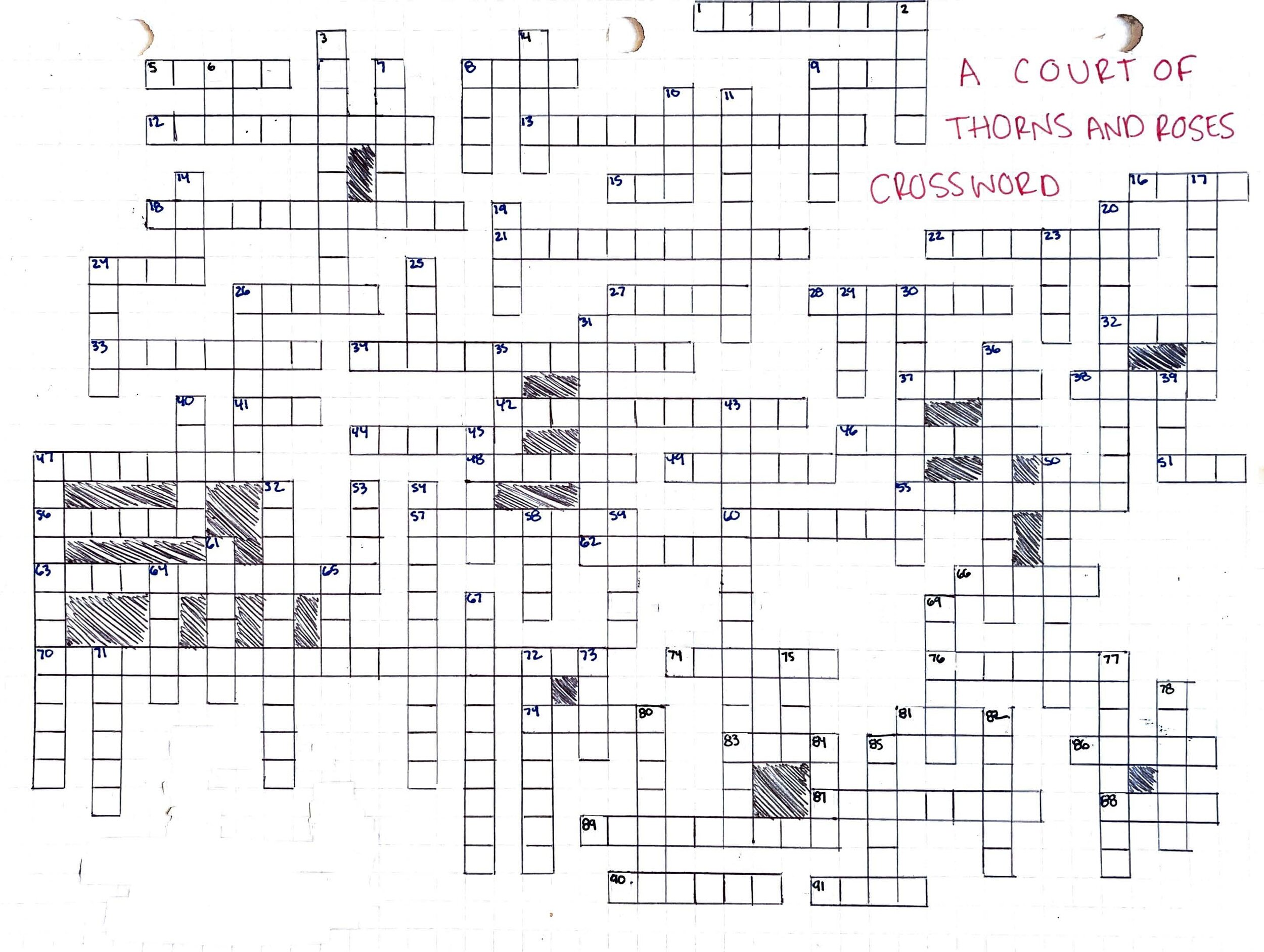 A Court Of Thorns And Roses Crossword Puzzle Bayley Reads Books