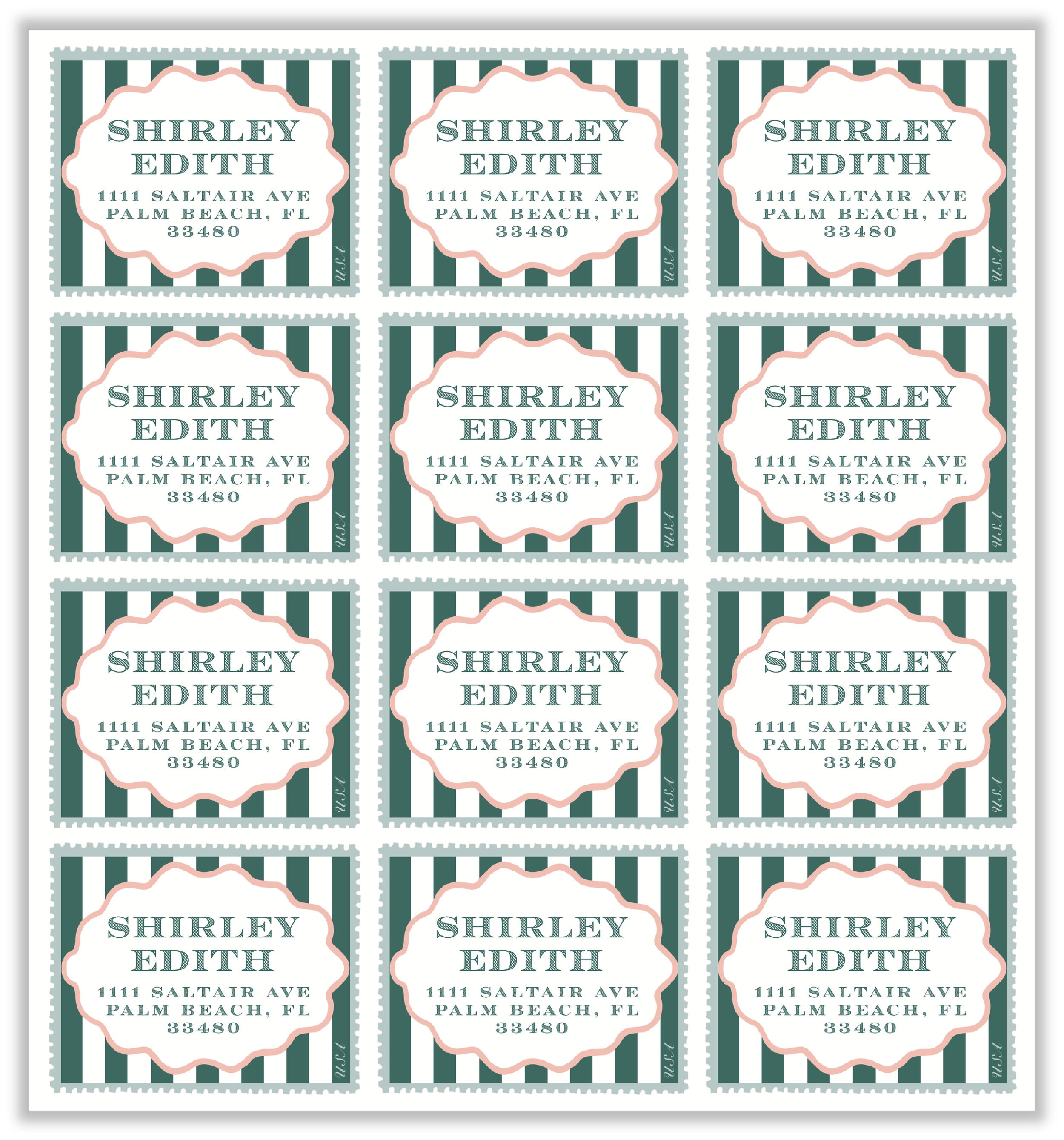 Cabana Striped Return Address Stamps