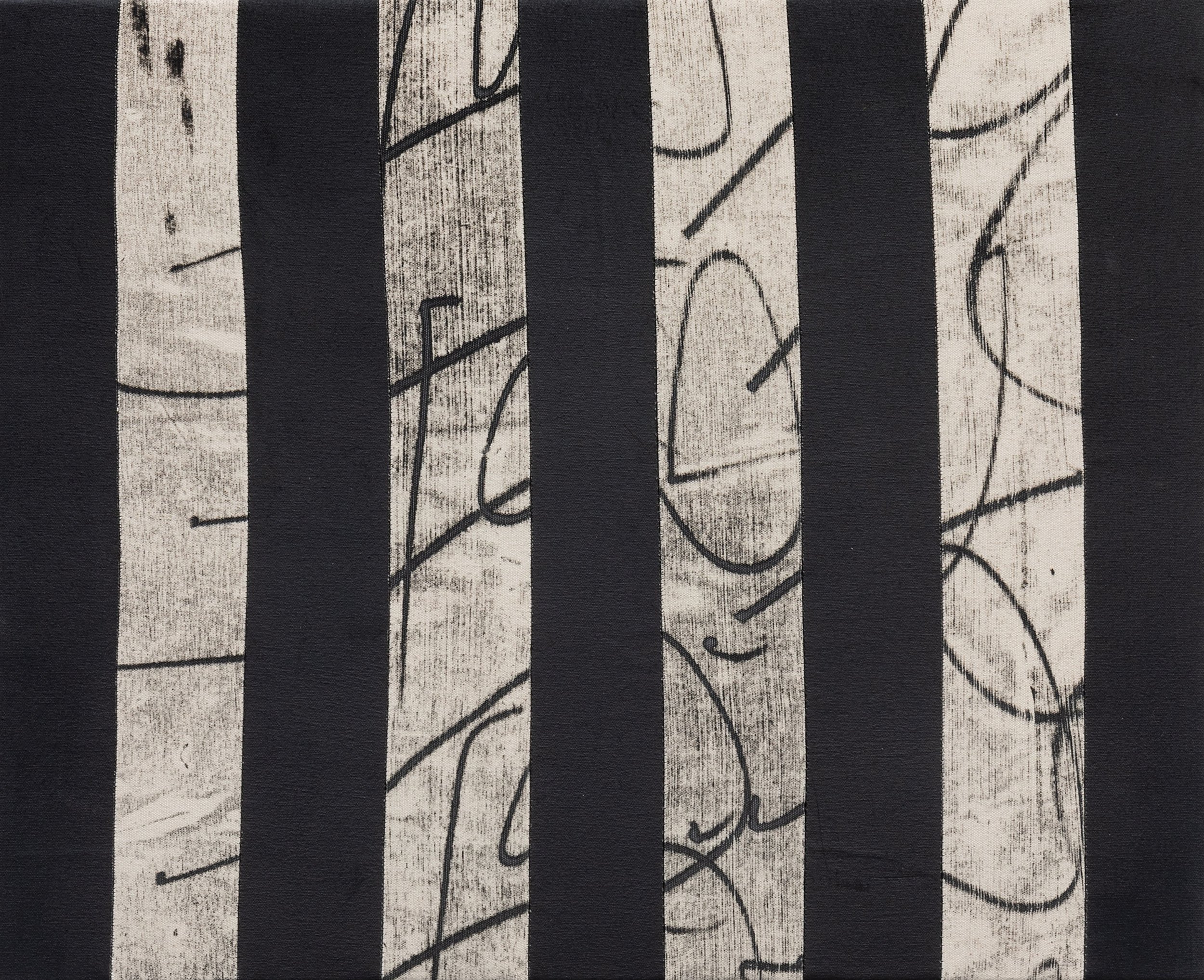 Script no 15. reordered and annotated, 2025 graphite compound on cotton duck 450 x 550mm