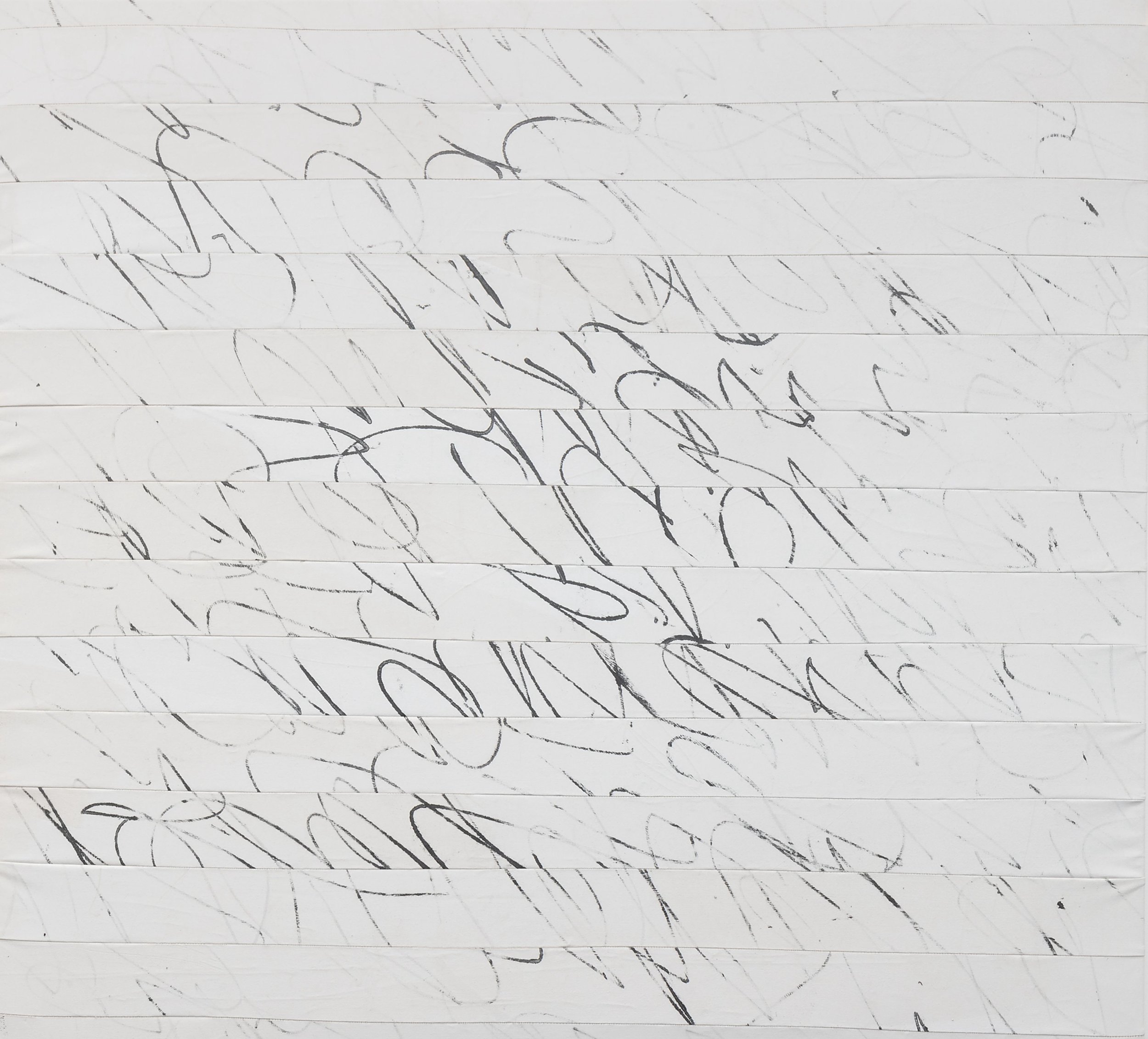 Script no 8. reordered and annotated, 2025 graphite compound and synthetic polymer on cotton duck 1390 x 1520mm