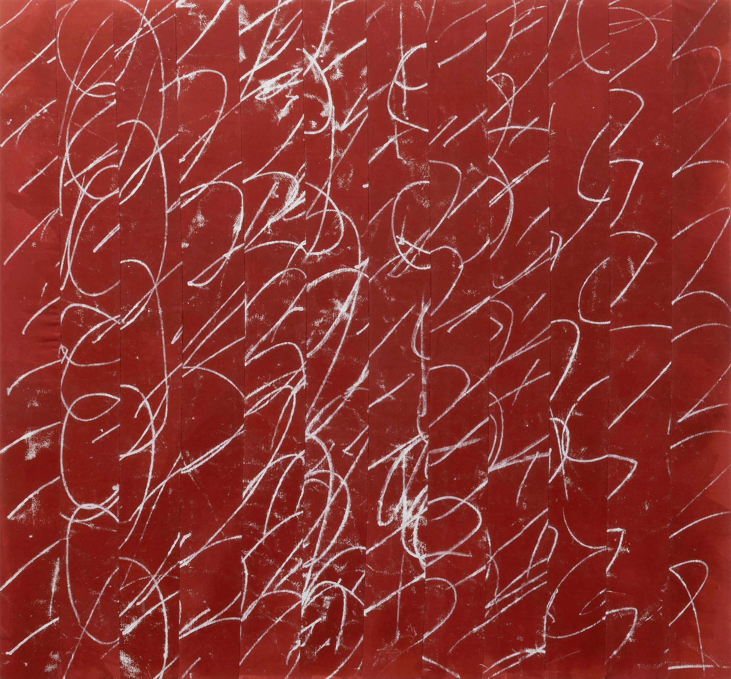 Script no 9. reordered and annotated, 2025 synthetic polymer on cotton duck 1400 x 1530mm