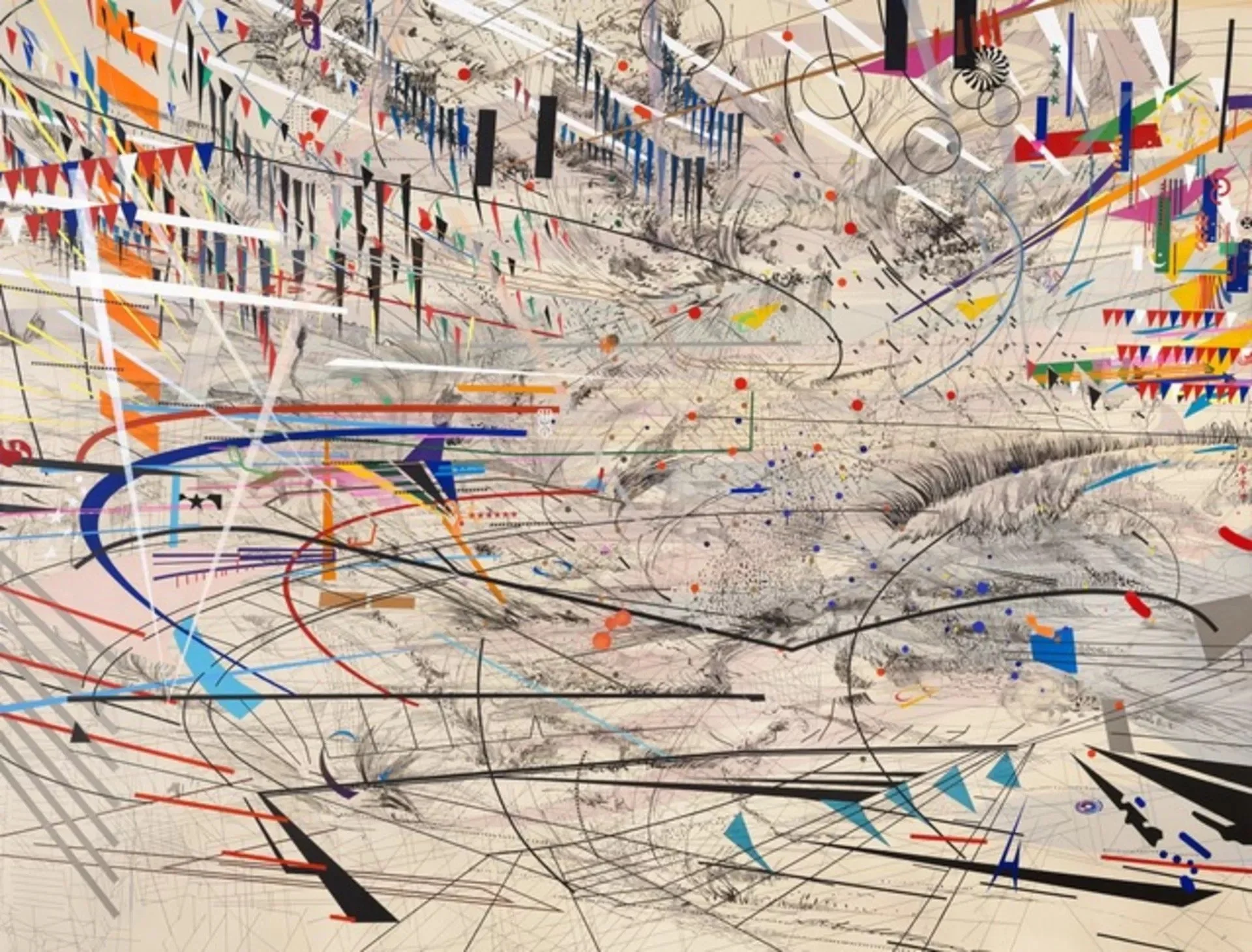 detail, Julie Mehretu, Stadia 1, 2004, acrylic and ink on canvas
