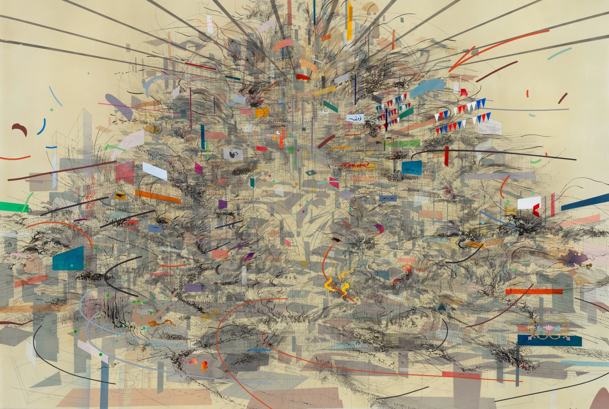 Julie Mehretu. Empirical Construction, Istanbul, 2003, acrylic and ink on canvas
