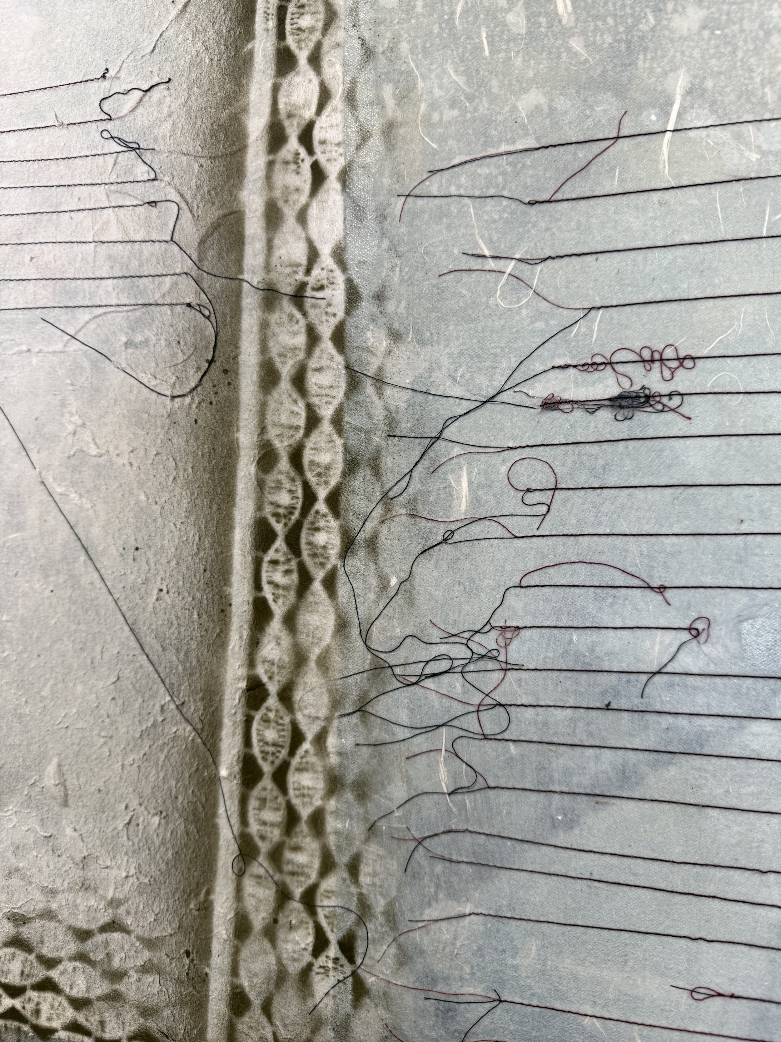 detail showing loose threads