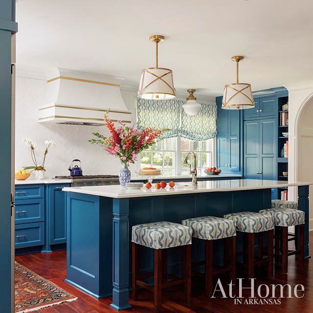 This &ldquo;New in Blue&rdquo; Kitchen remodel is out now in the September issue of @athomearkansas 📸: @rettpeek