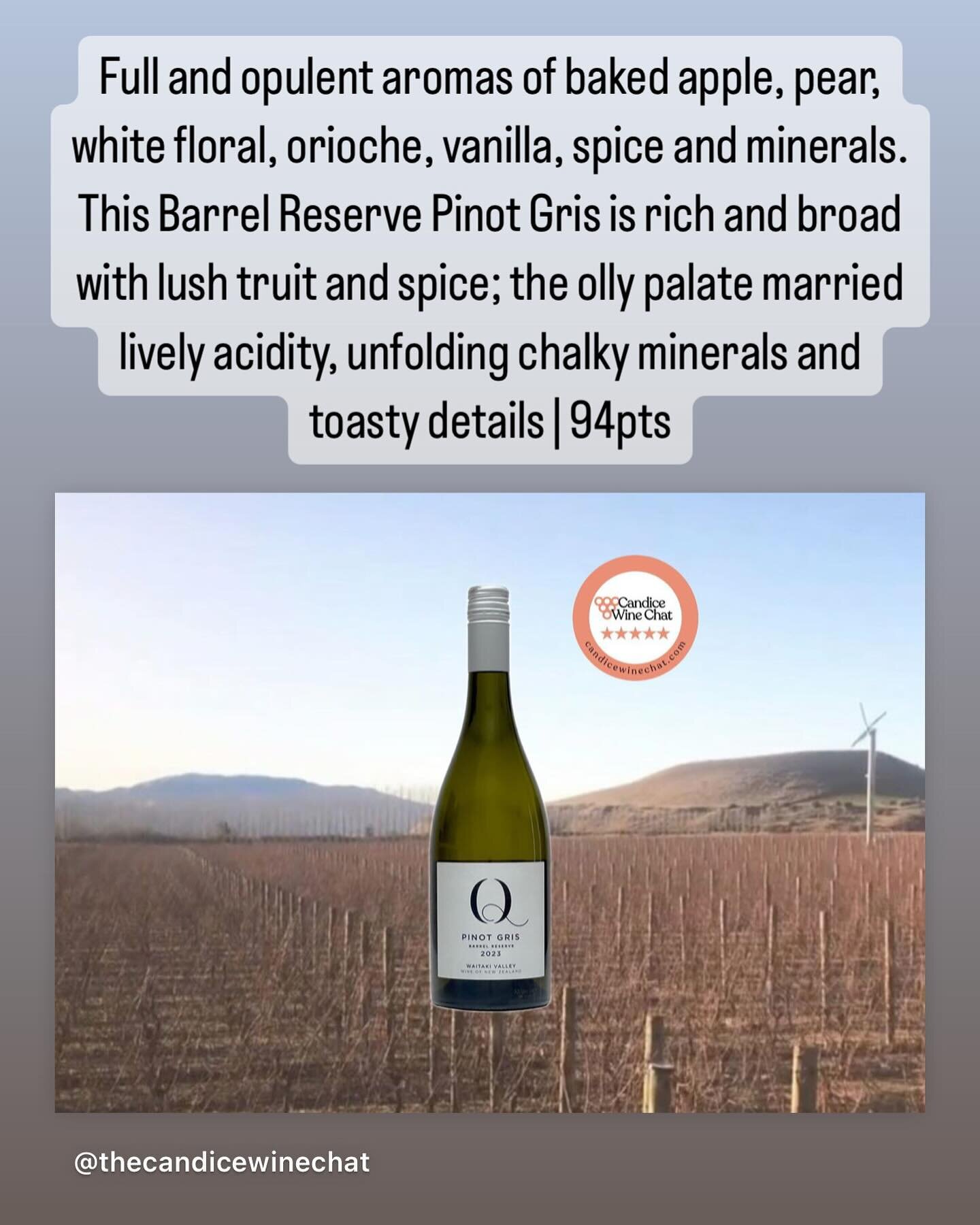 Thanks you for the new review with @thecandicewinechat 

A limited release of our Barrel Reserve PINOT GRIS is now available online🍷

Join QWINE club online now by clicking the link in our profile

Our wine comes from Waitaki Valley &ndash; where li