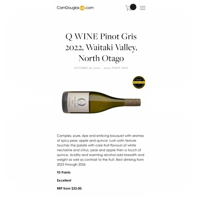 What wine are drinking with lunch today 🤩

Just released is our first Barrel Fermented Pinot Gris as recently reviewed by @camdouglasms 

BUY your wine online, Join QWINE club now by clicking the link in our profile

Our wine comes from Waitaki Vall