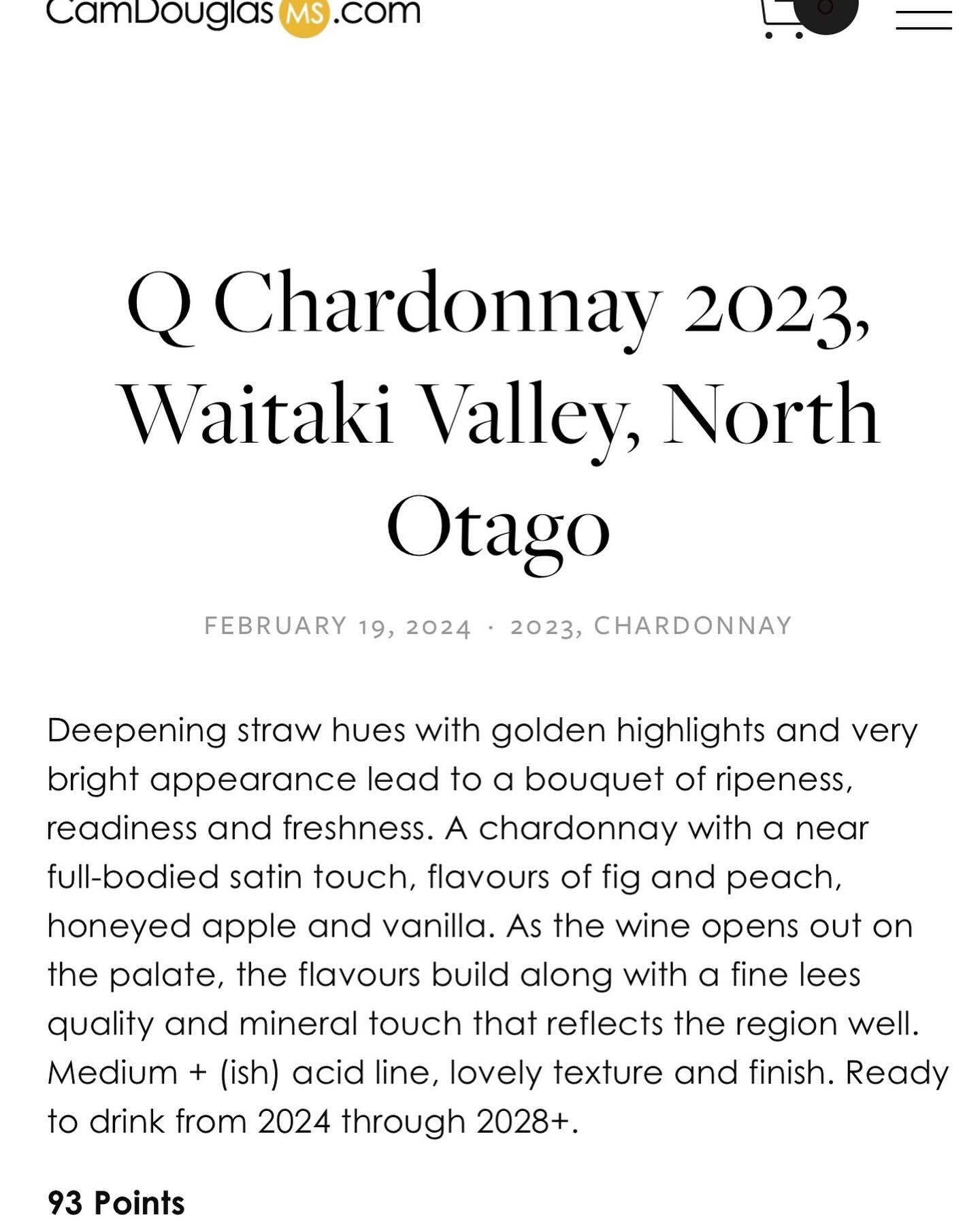 Our latest Q release. 

2023 was an excellent vintage so here&rsquo;s your opportunity to try the 2023 CHARDONNAY 

BUY your wine online, Join QWINE club now by clicking the link in our profile

Our wine comes from Waitaki Valley &ndash; where limest