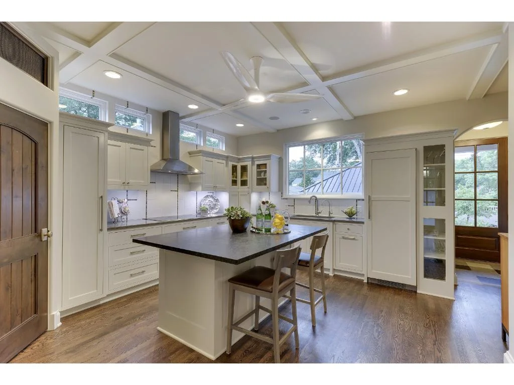 Before: The kitchen was just fine, with some interesting architectural details, but for my clients it was missing something: COLOR!