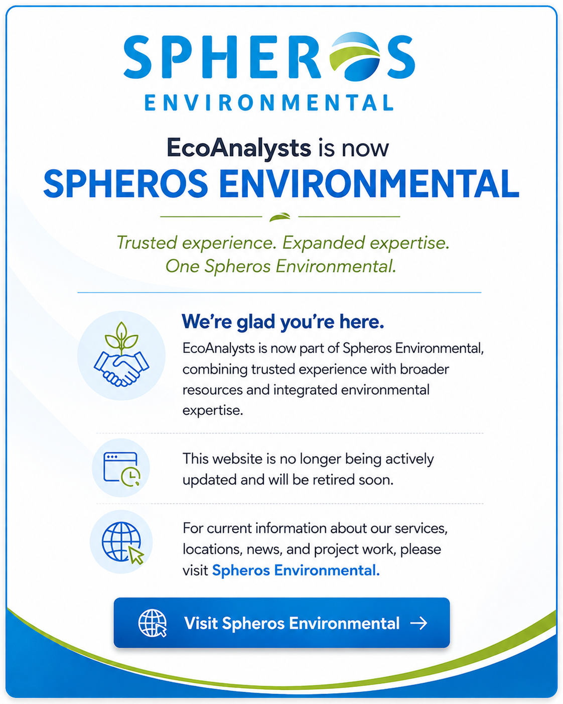 EcoAnalysts is now Spheros Environmental