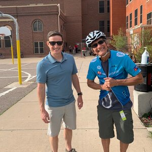 DPS teacher, José, and I pose after the Lincoln Bike Rodeo.