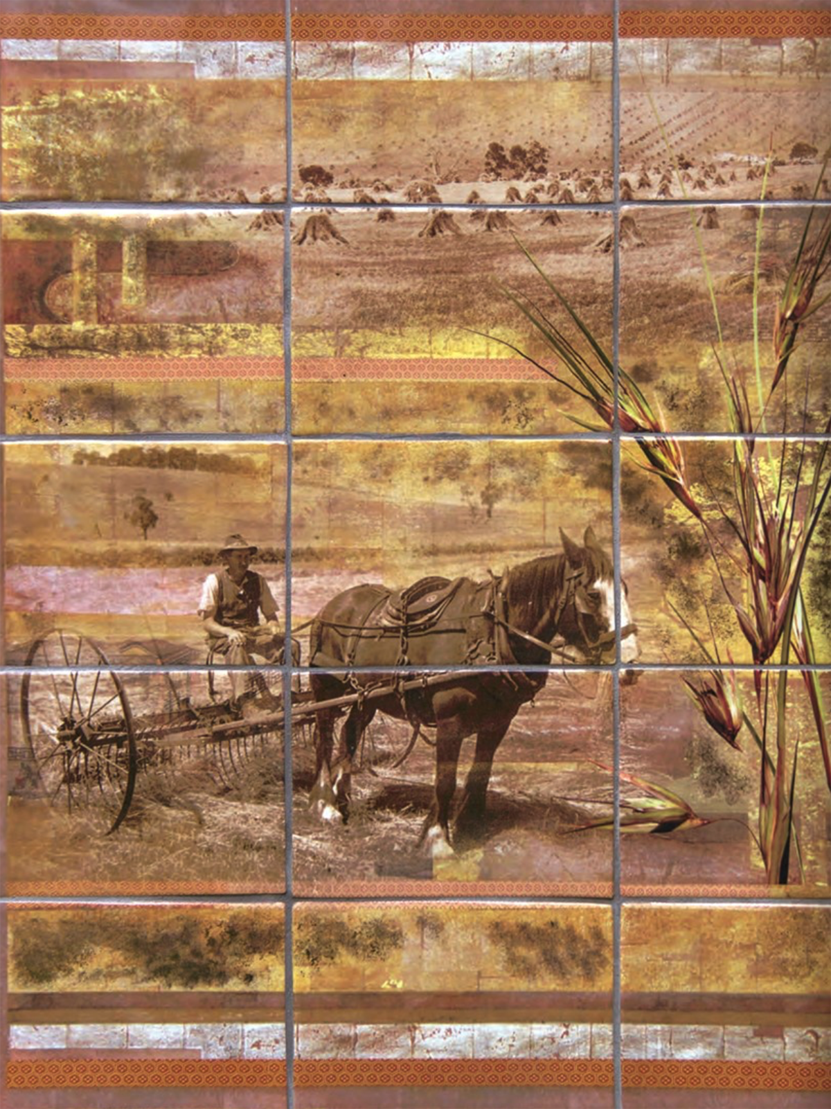 Horse Ploughing Field and Kangaroo Grass in Kangaroo Ground