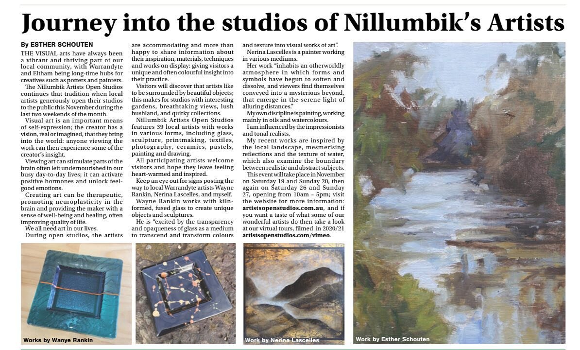 I can&rsquo;t believe @nillumbikartistsopenstudios is right upon us&hellip;. this coming weekend in fact!

Final preparations are being made in 30 art studios and directional signs are beginning to appear across the shire.

Here&rsquo;s an article fr