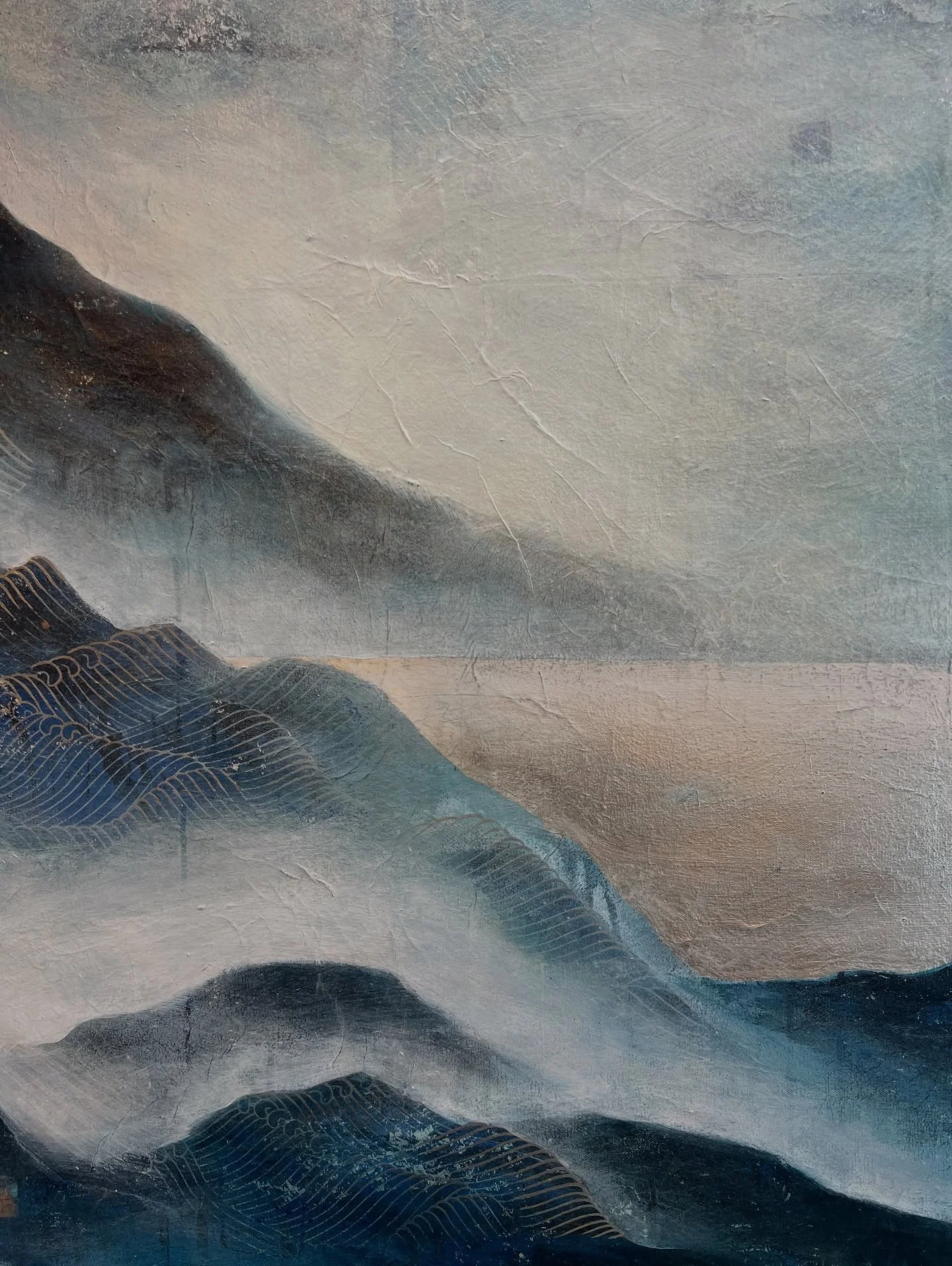 Preparations are well underway for my upcoming exhibition at @and_gallery_australia opening early December and flowing through the Christmas season.

Pictured are details from one of the works in progress &mdash; drawing from the ocean beaches on Bun