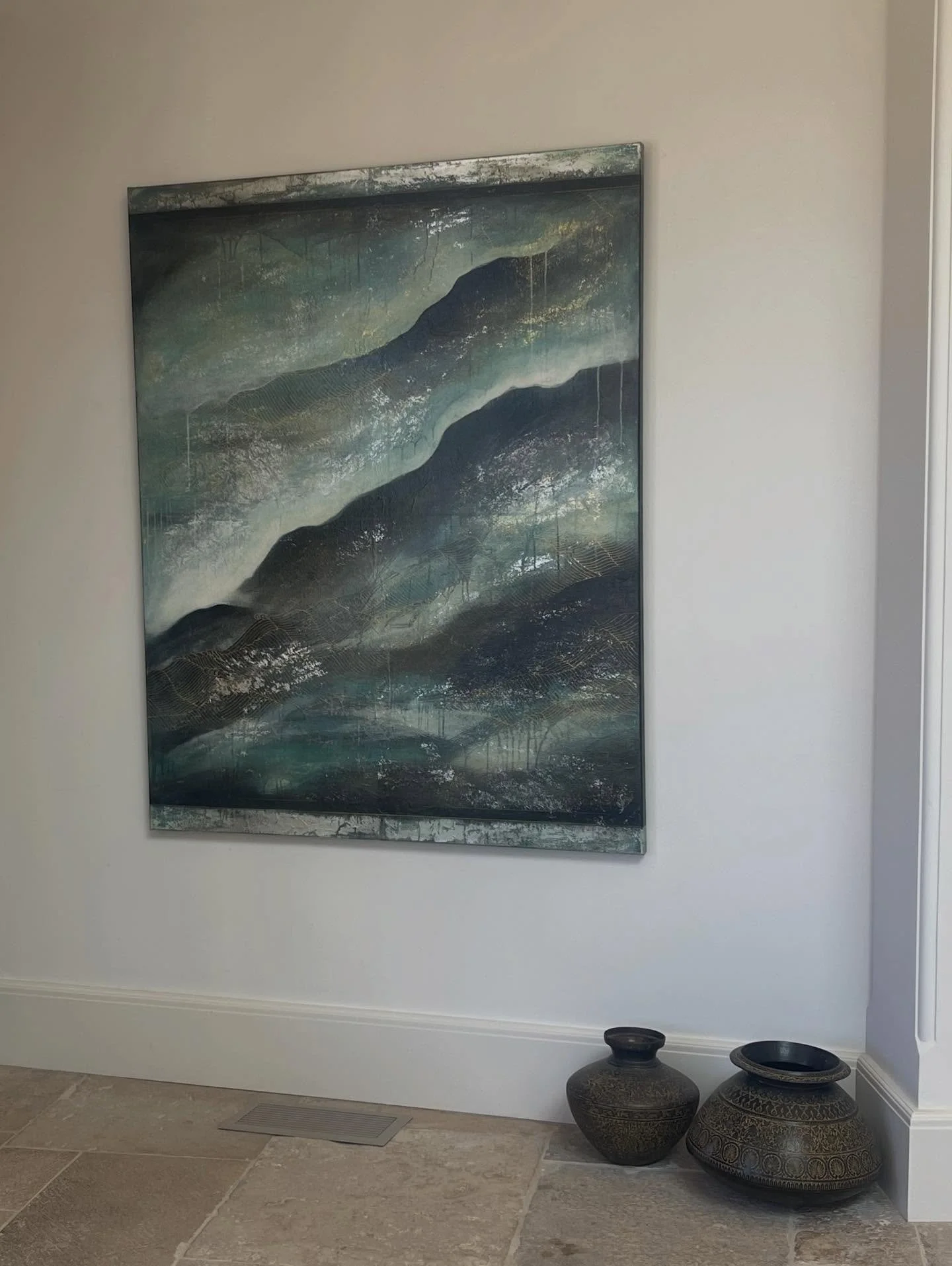 &ldquo;Veiled in Time&rdquo; now hangs in a beautiful home in Sorrento, Victoria.

This piece explores the idea of landscape as memory &mdash; ridgelines emerging and dissolving through veils of atmosphere, moments suspended between presence and disa