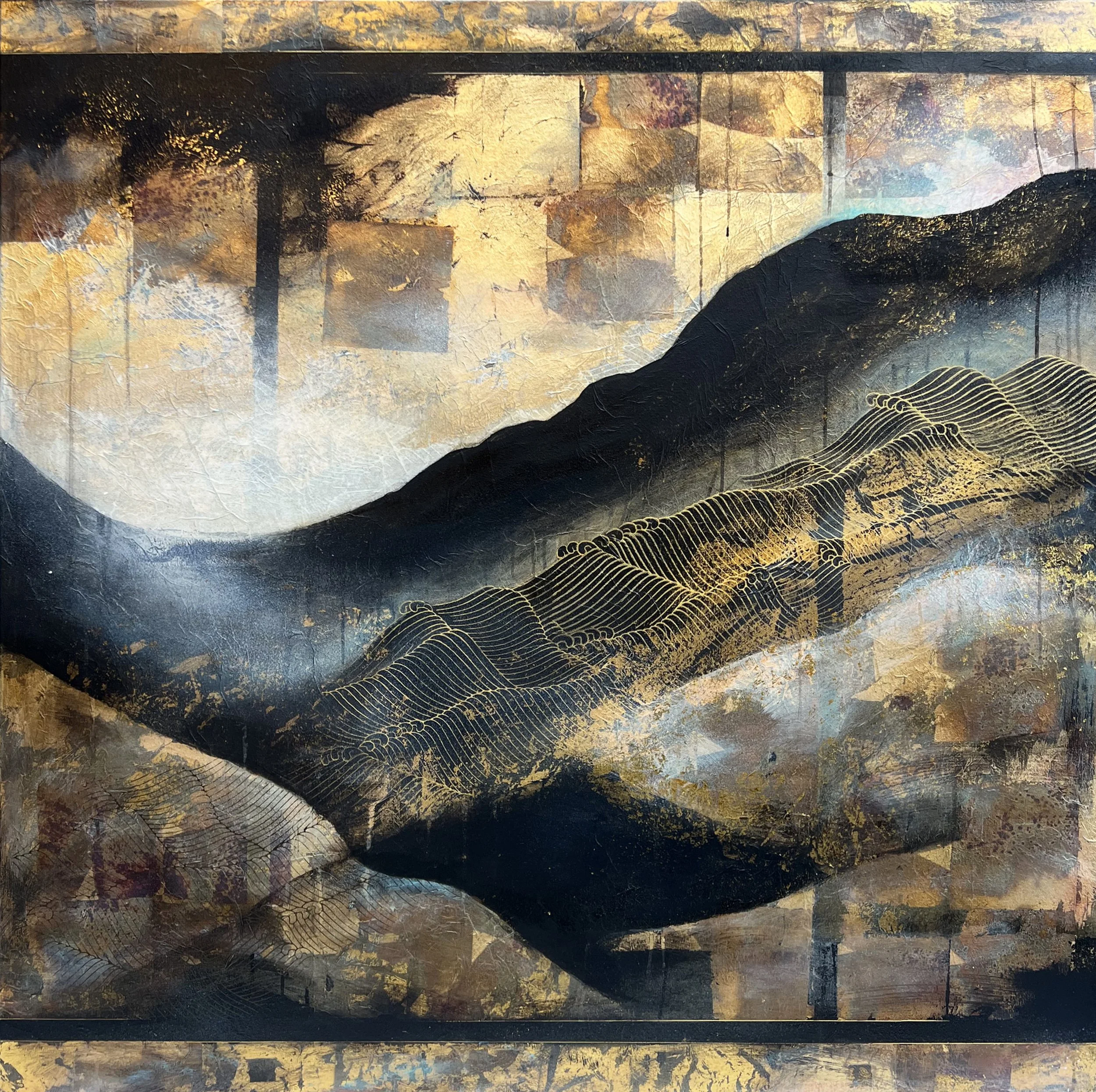 Where Shadows Remember Light | Mixed Media on Canvas | 120cm x 120cm