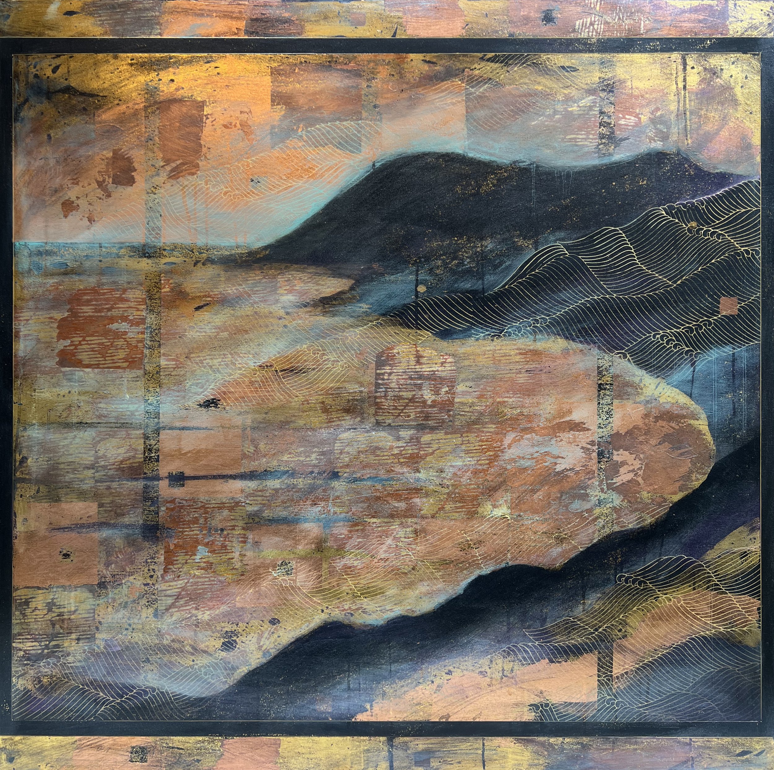 Where the Light Lingers | Mixed Media and Epoxy Resin on Birch |120cm x 120cm