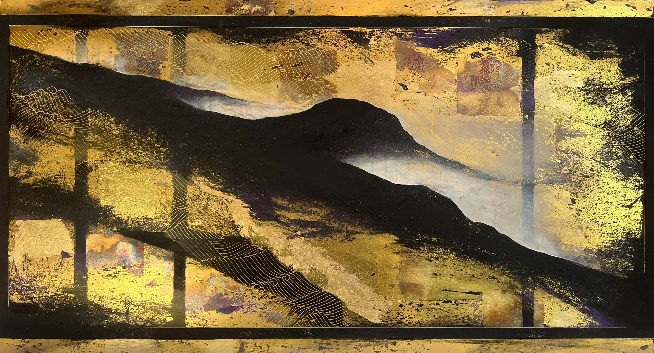 The Gilded Divide | Mixed Media and Epoxy Resin on Poplar | 80cm x 150cm